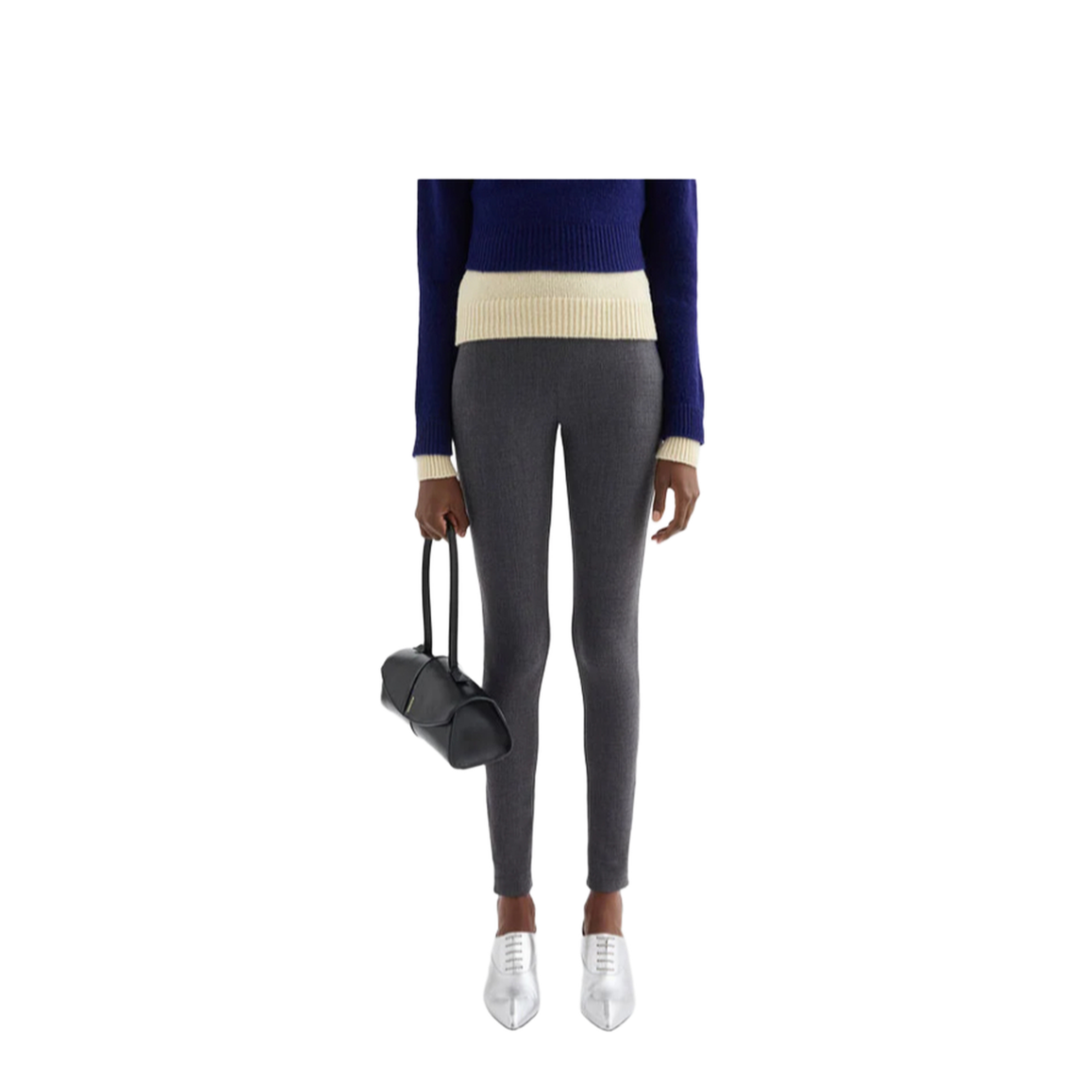 Black Stretch Virgin Wool Blend Pant