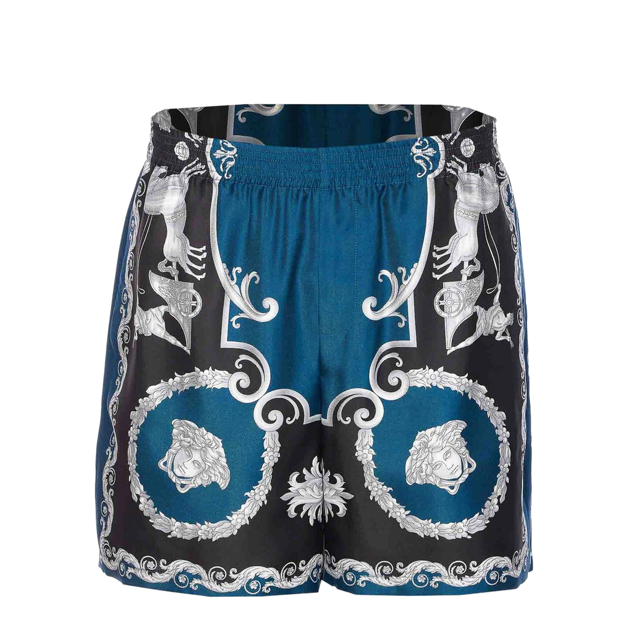 Silk Shorts Blue Black