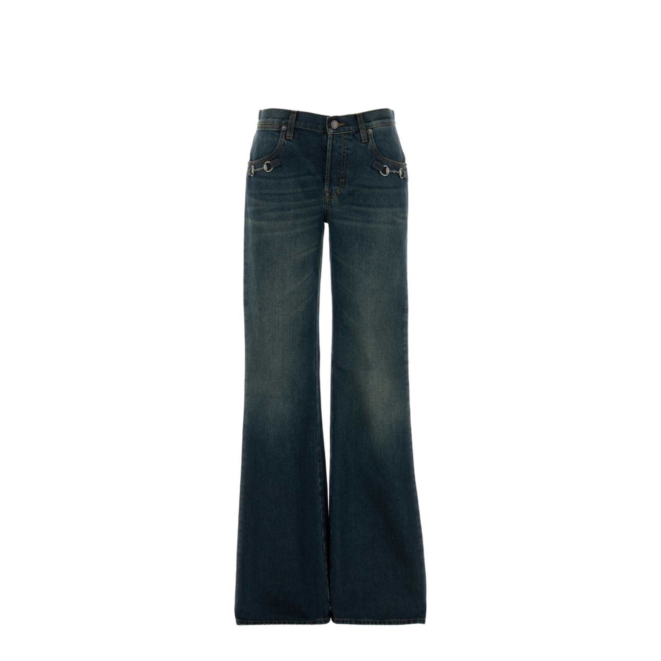 Denim Jeans with Horsebit Detail
