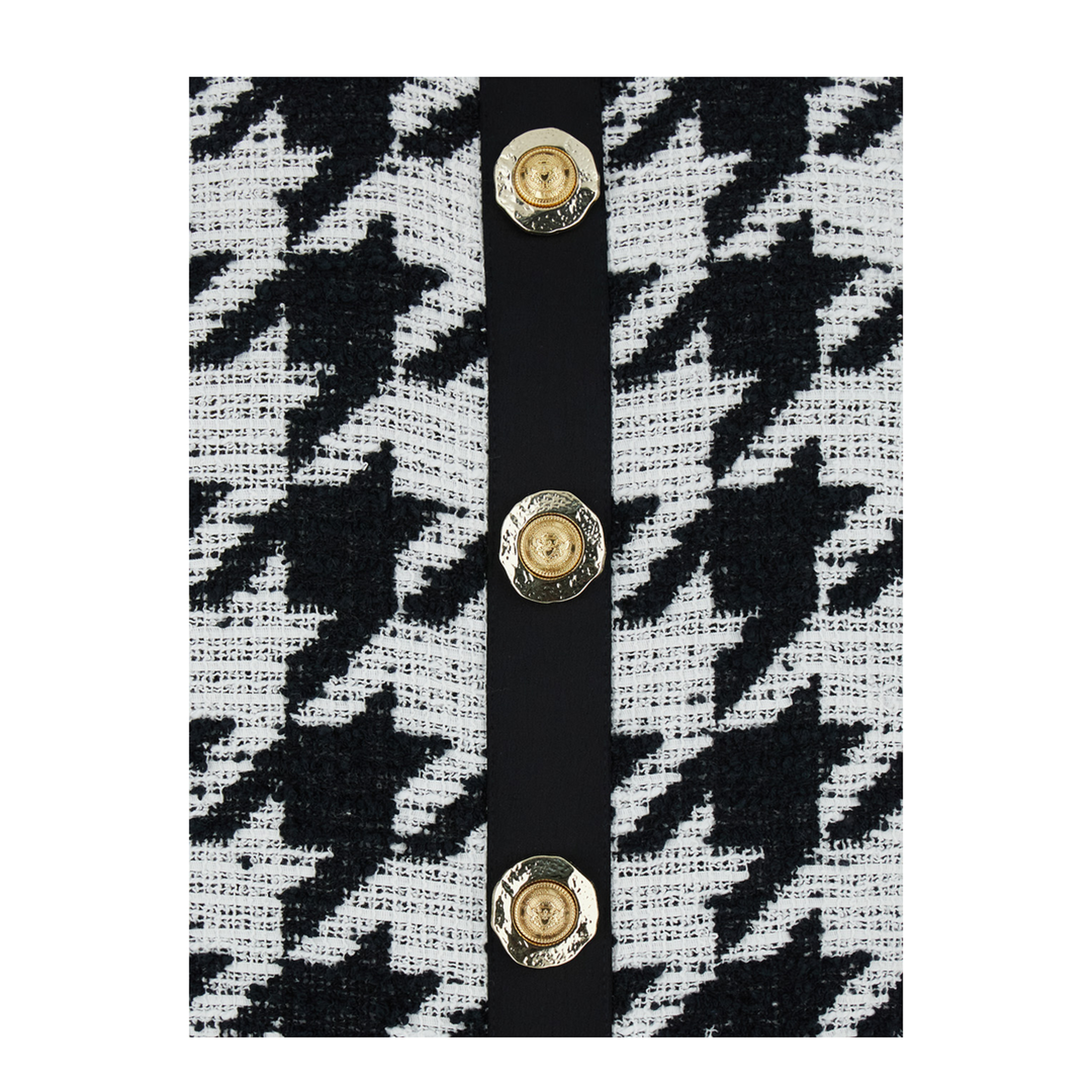 Buttoned Halterneck Tweed & Satin Dress