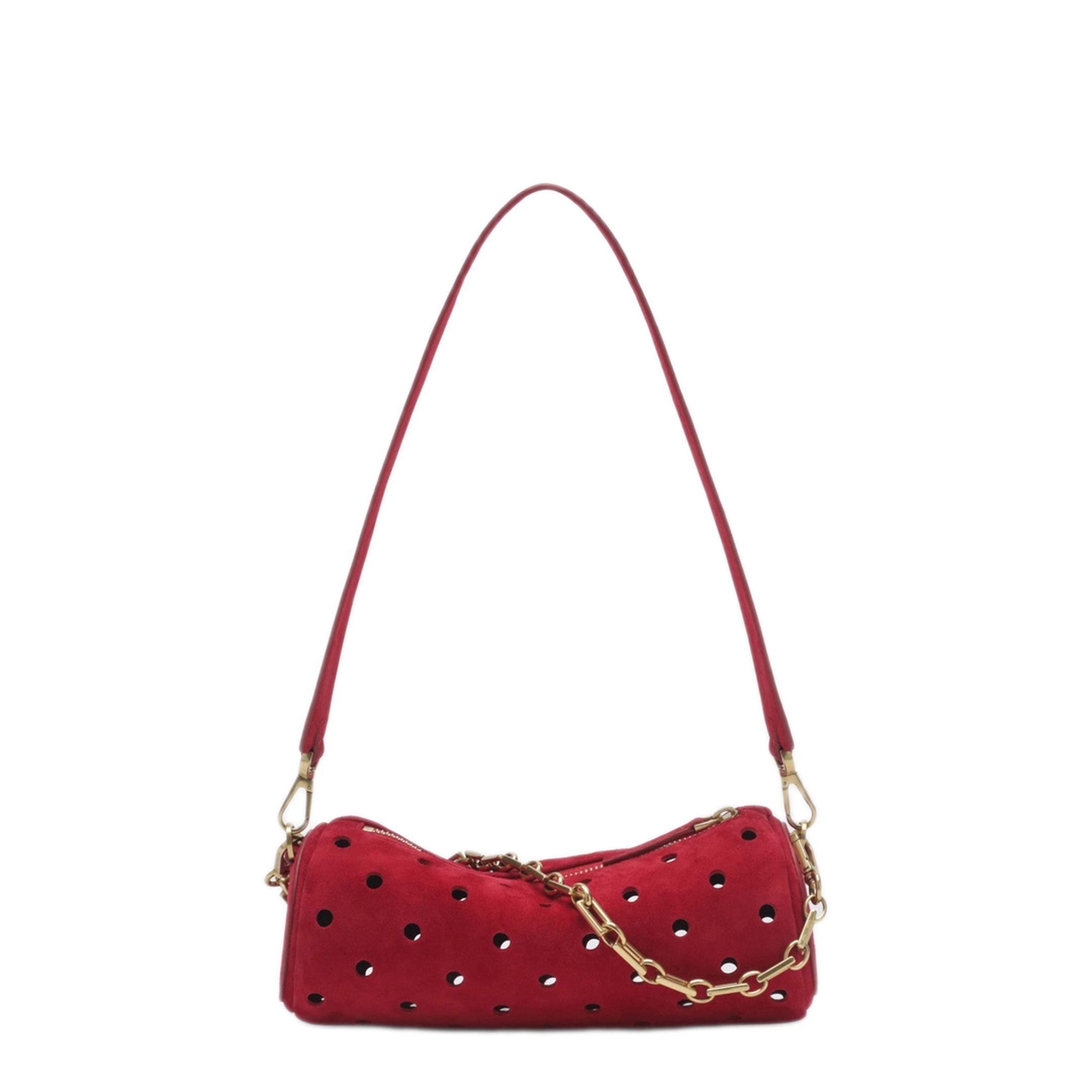 MAYFEYR - Manu Atelier - Mini Cylinder Bag In Perforated Red Suede - 2026113SUERE