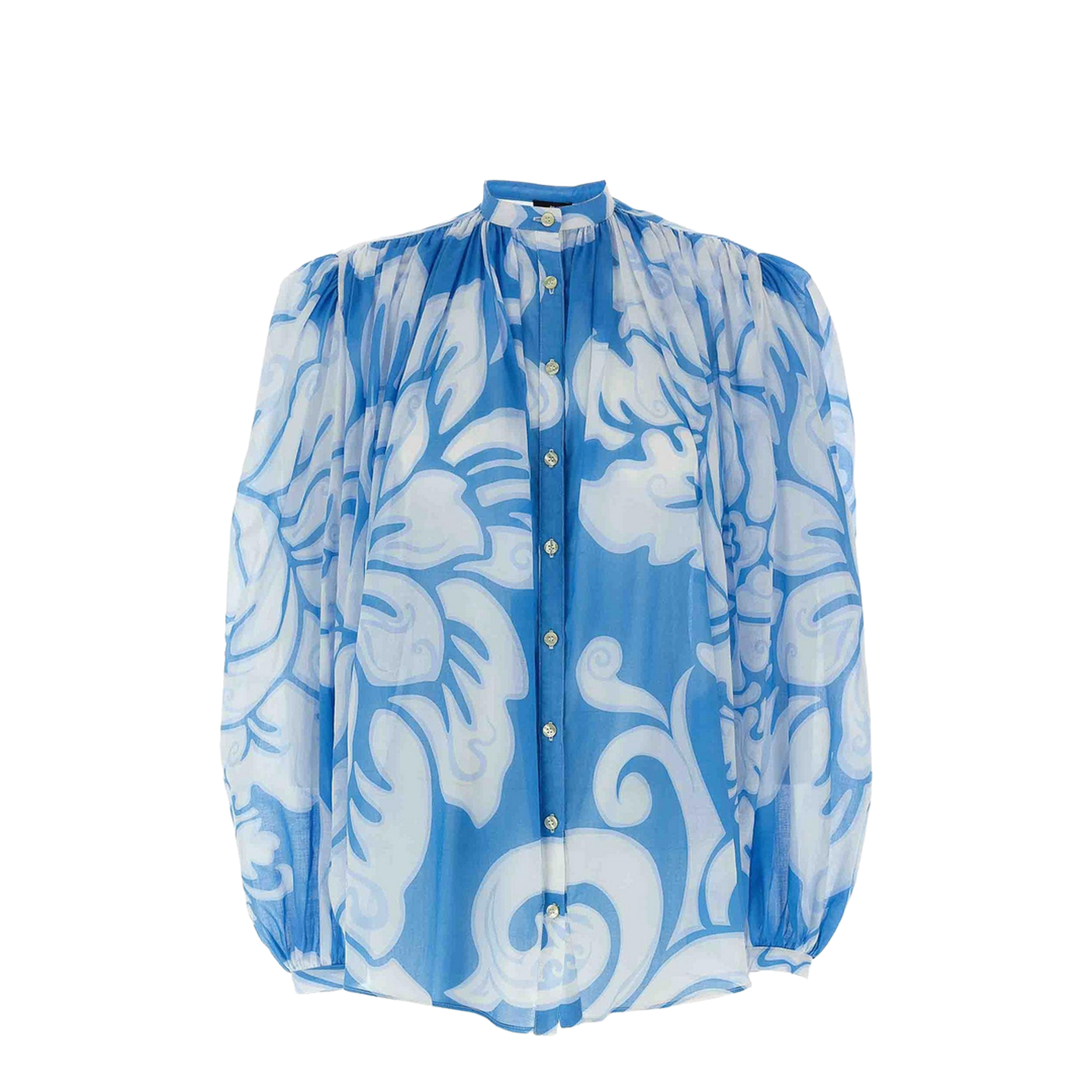 Flower Patterned Shirt Blue