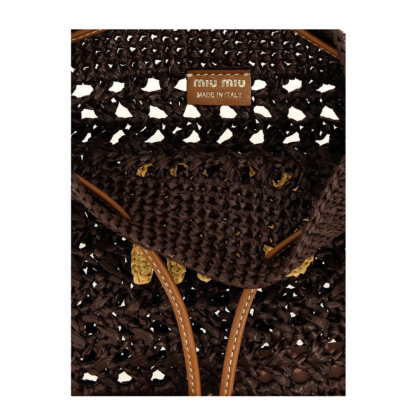 Cocoa Brown Natural Woven Fabric Mini-Bag