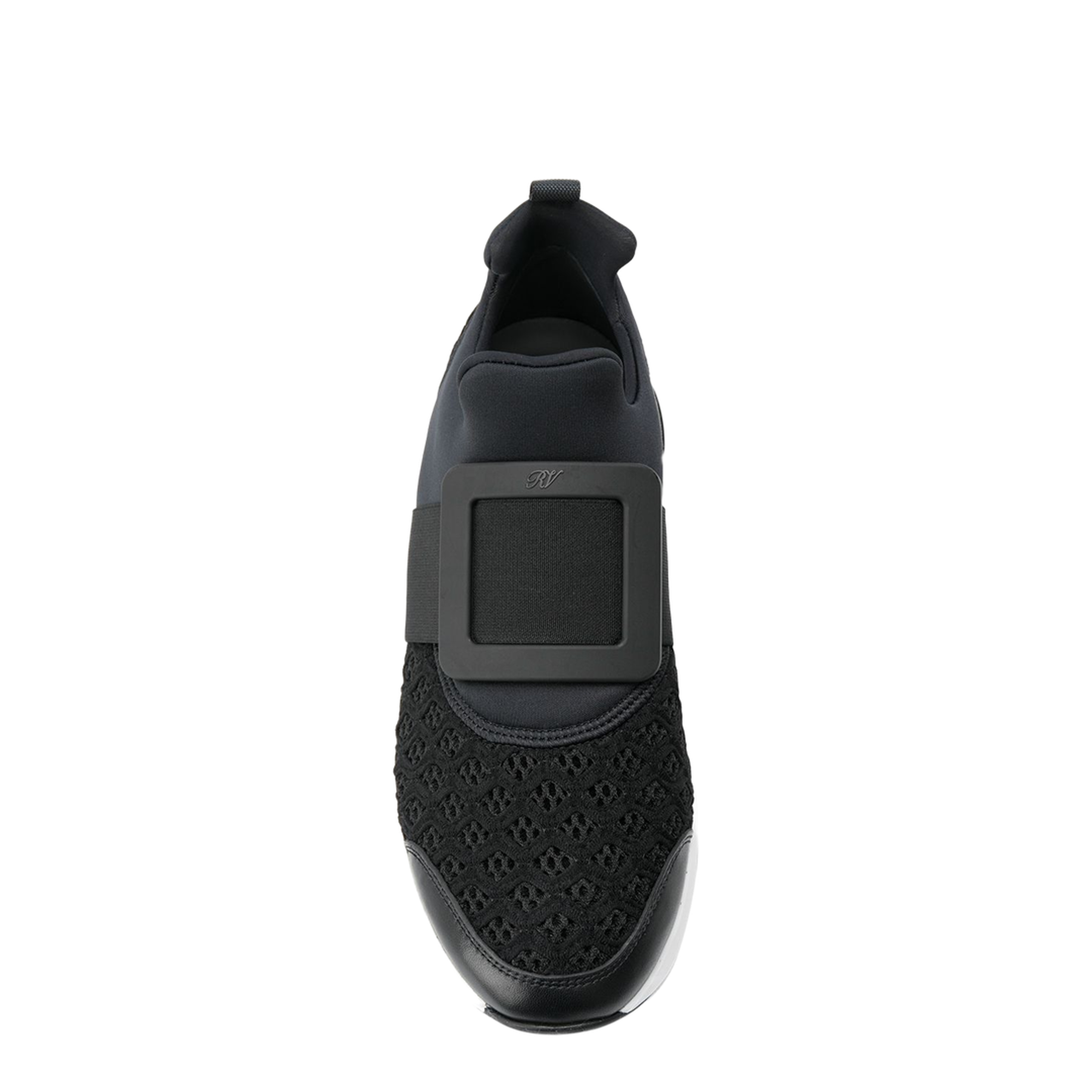 Black Leather Panel Slip-On Sneakers