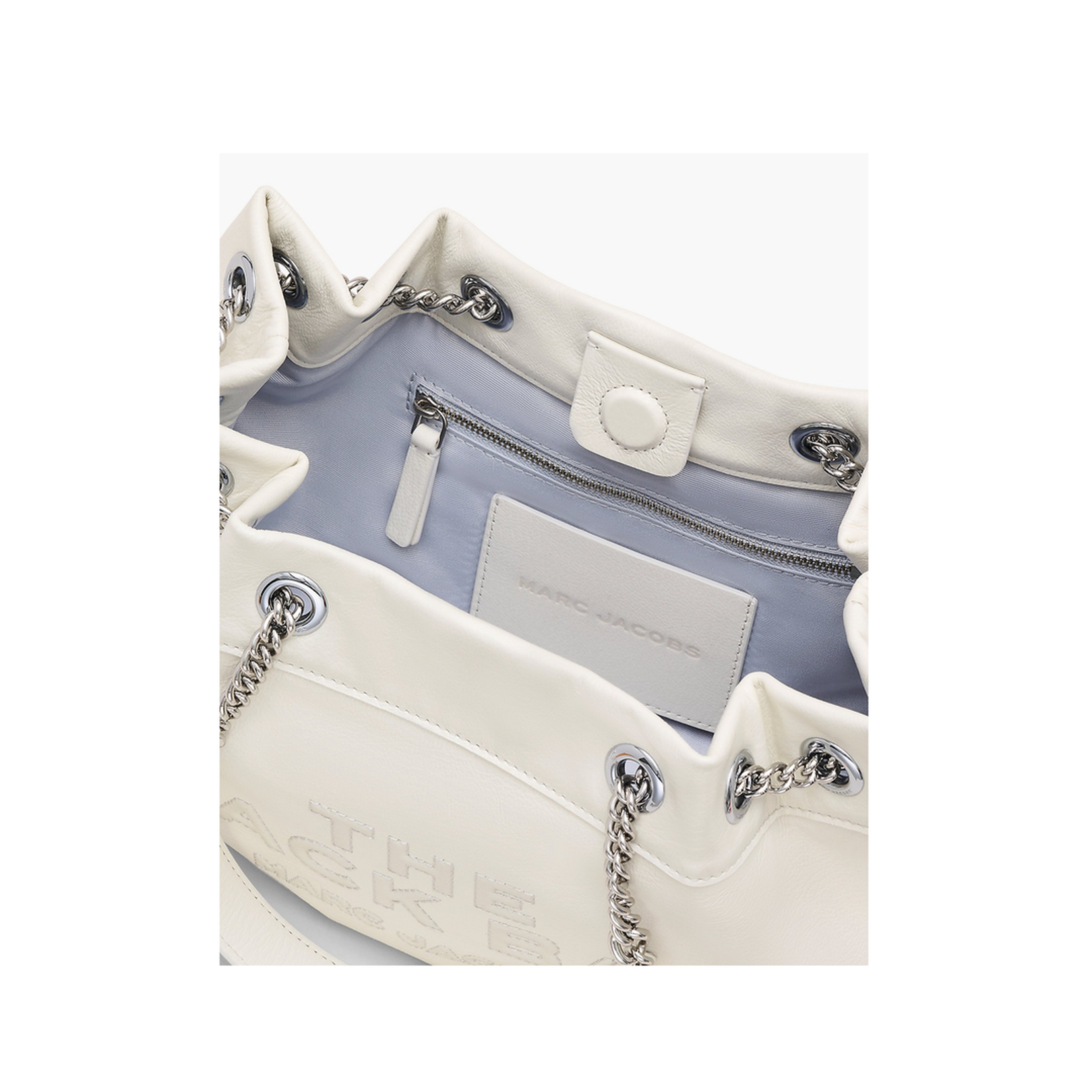 Chain Sack Shoulder Bag In White Leather