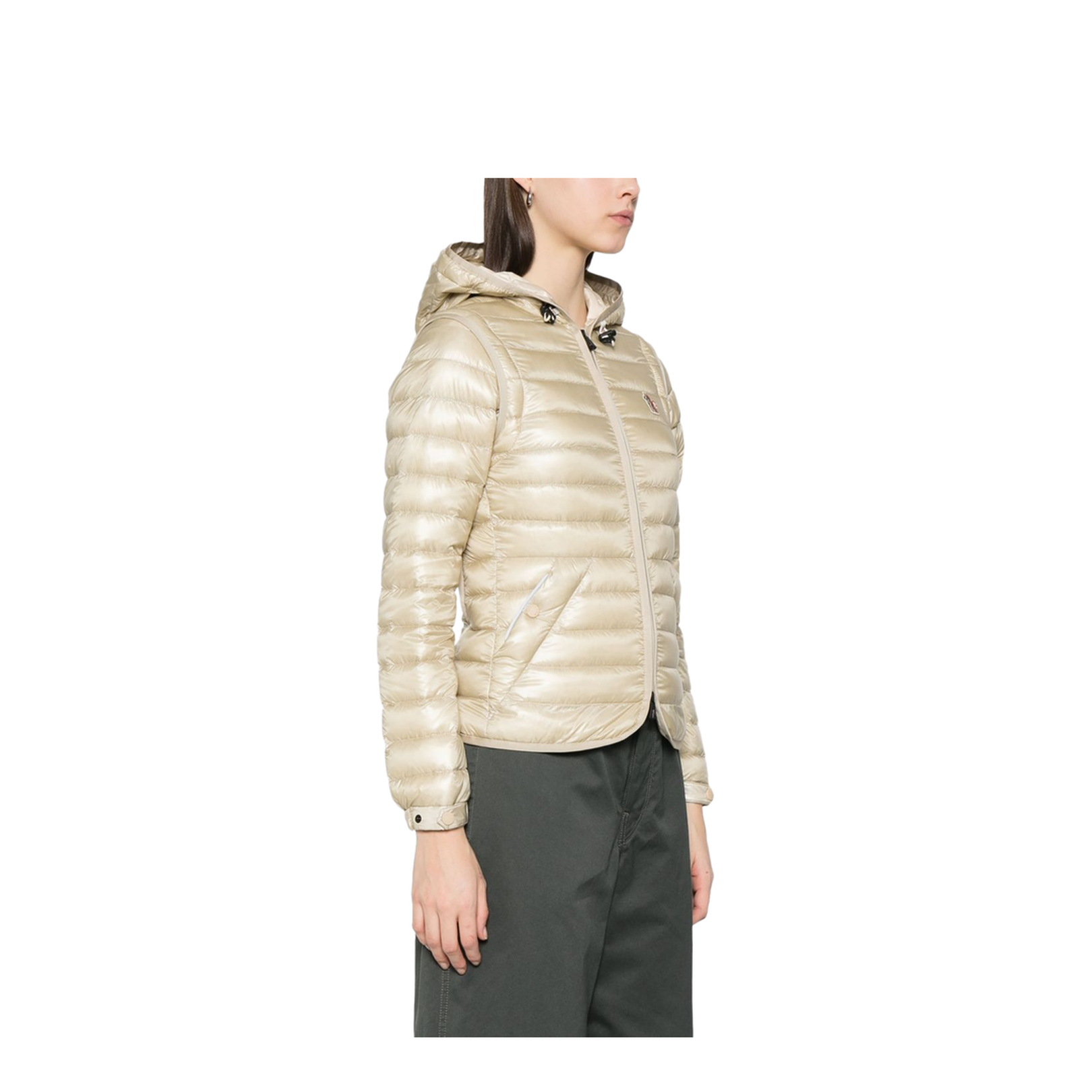 Sand Beige Karura 2-in-1 Hooded Short Down Jacket