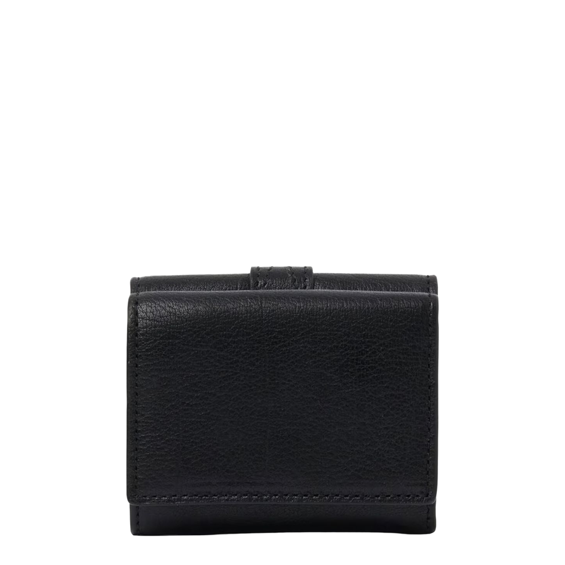Mini Paddington Tri-Fold Wallet in Grained Buffalo Leather - Black