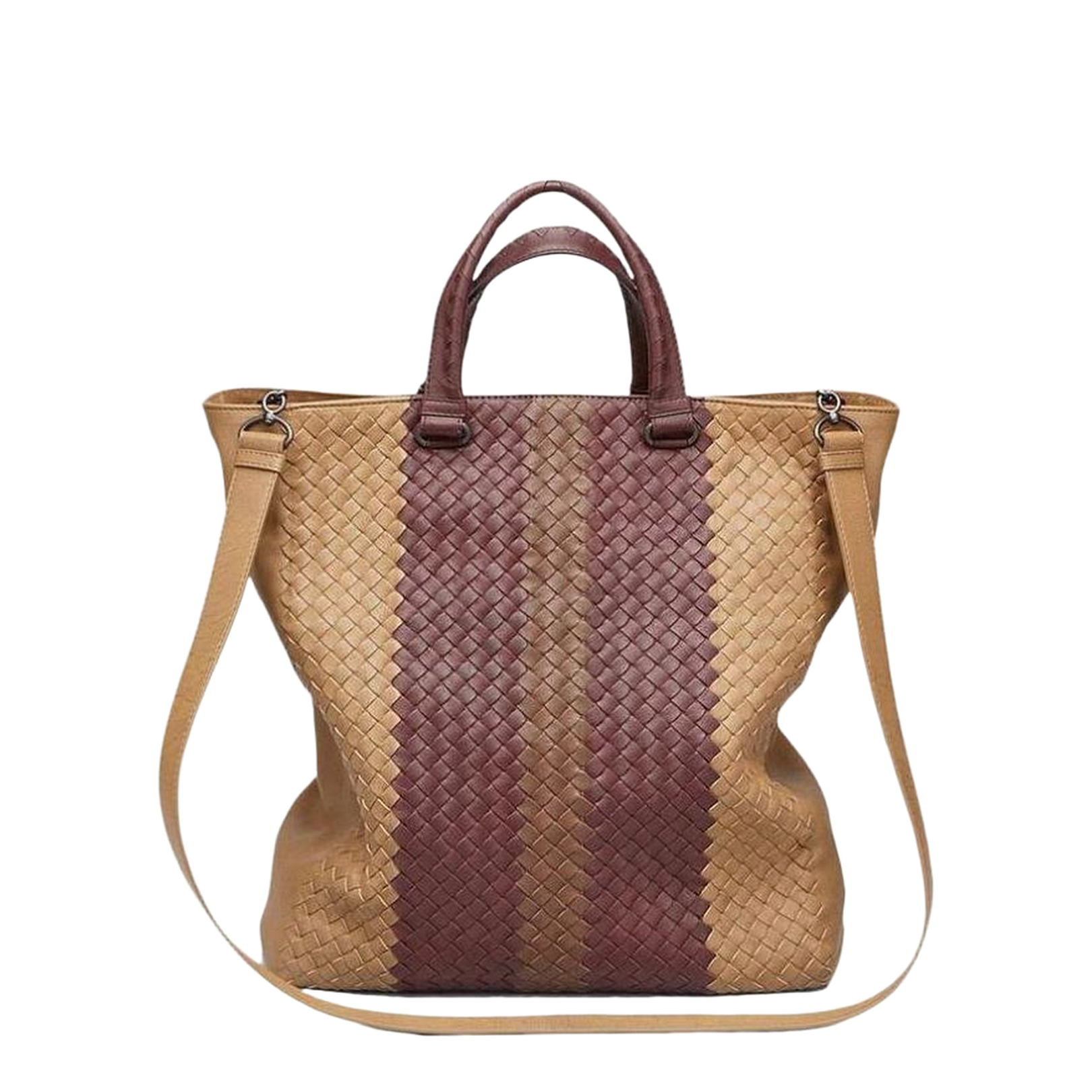 Intrecciato Leather Tote Bags - Brown