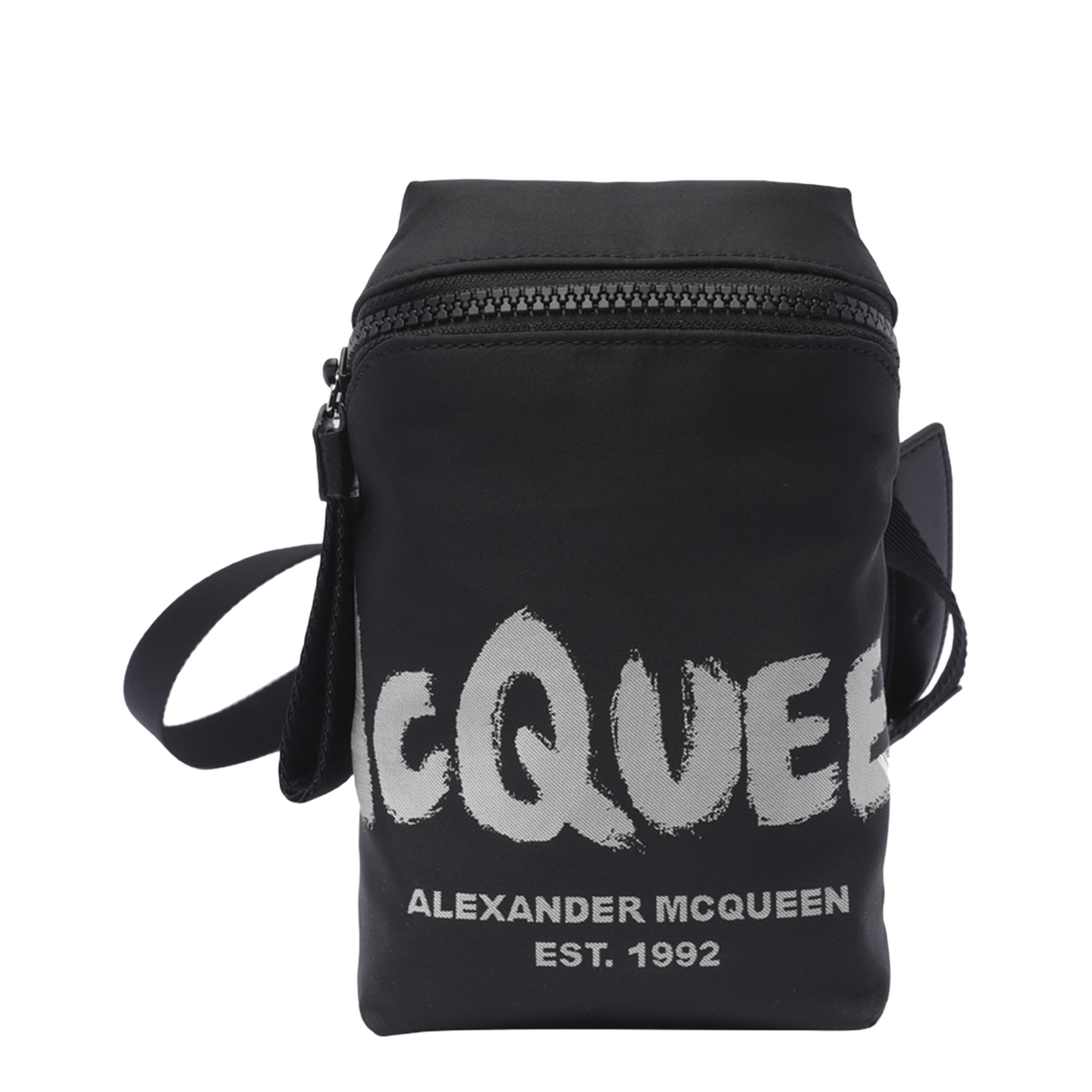 Black Fabric Graffiti Crossbody Bag