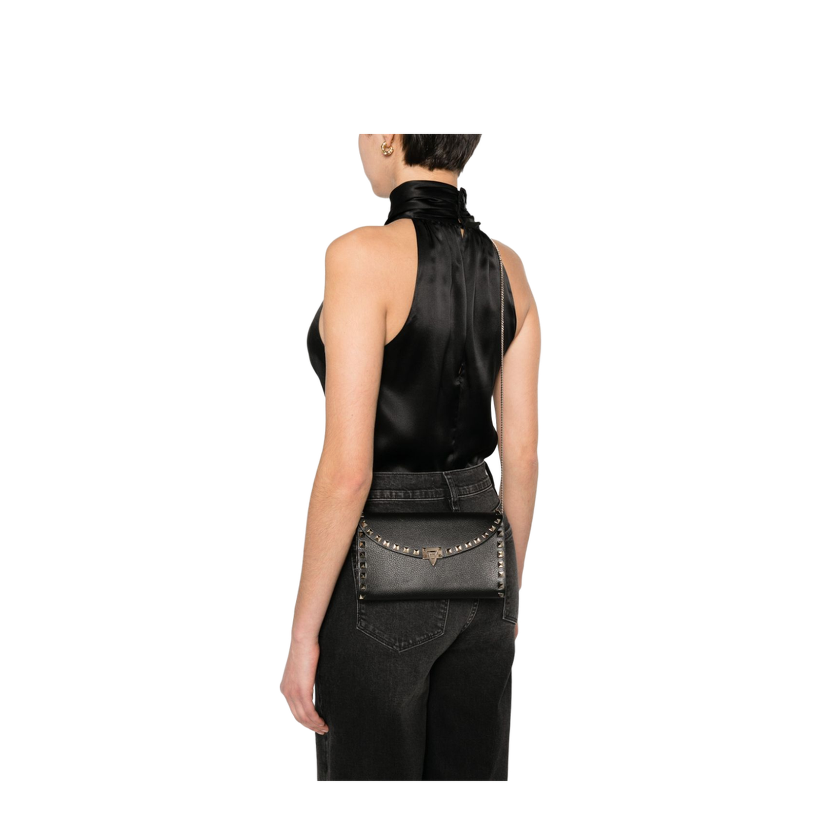 Leather Rockstud Mini Bag with Strap