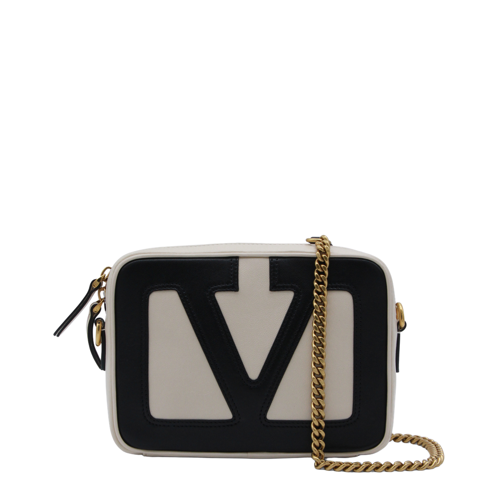 White And Black Leather Viva Superstar Crossbody Bag