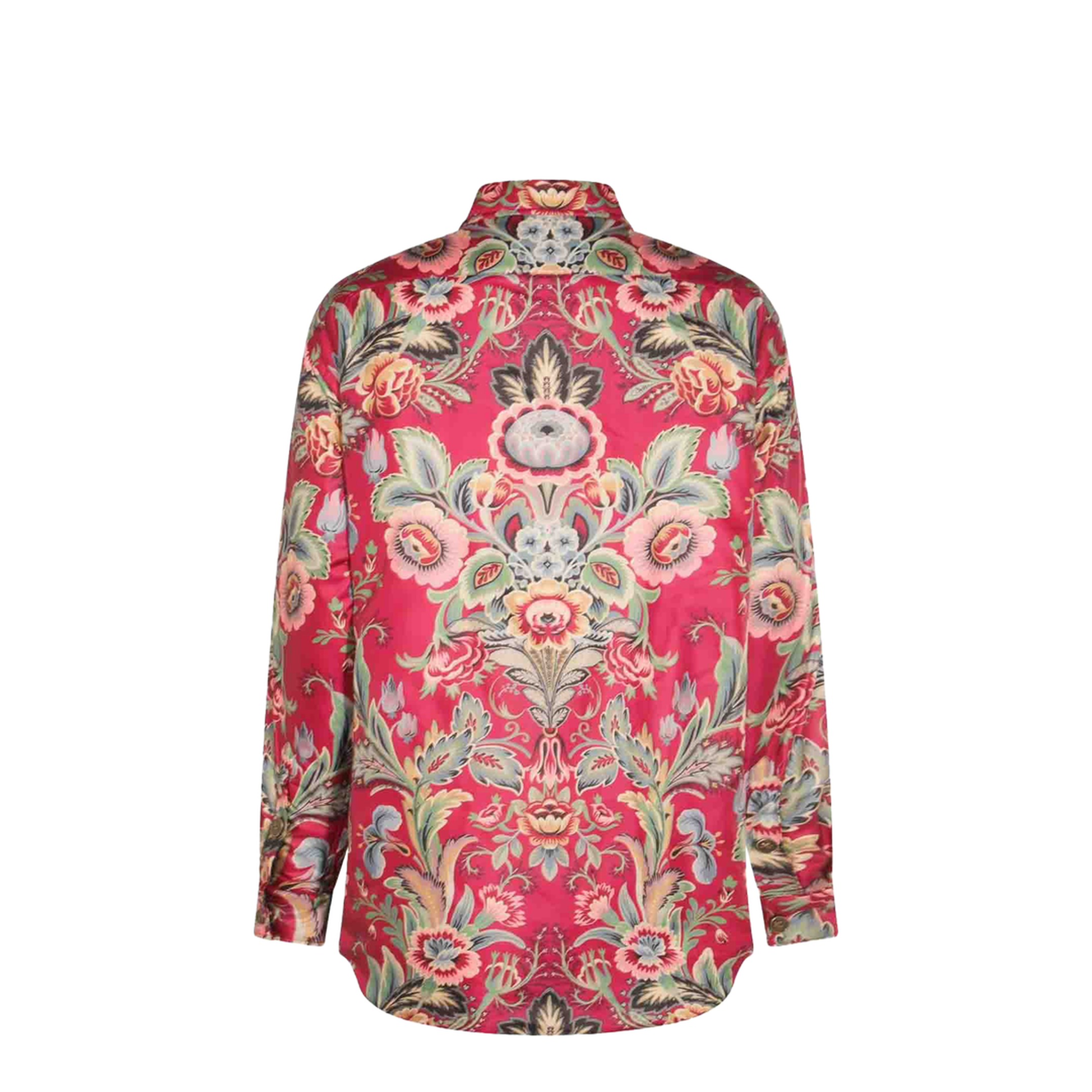 Floral Print Shirt Coat Red