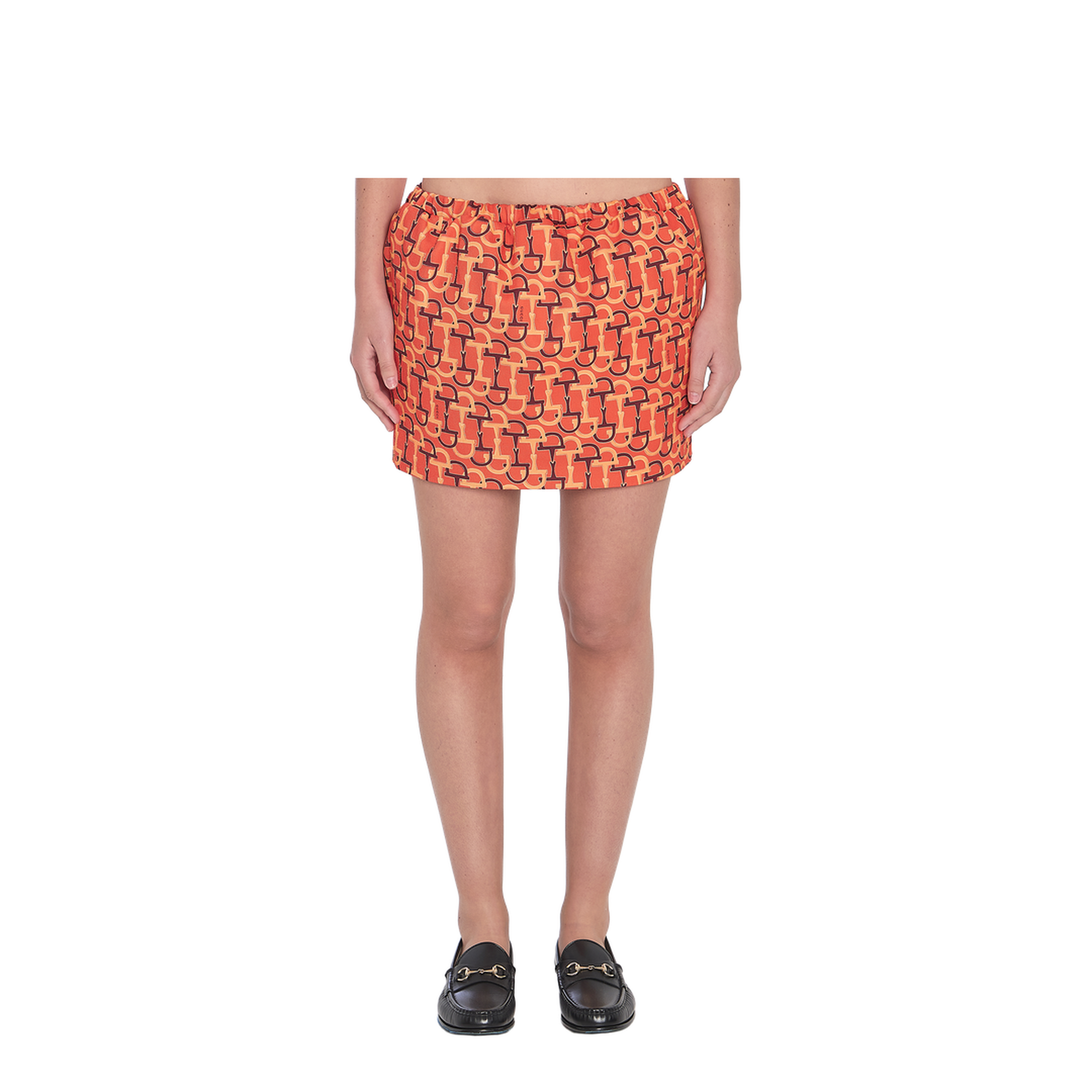 MAYFEYR - Gucci - Orange Printed Silk Skirt With Horsebit Motif - 832799ZAS9N7033