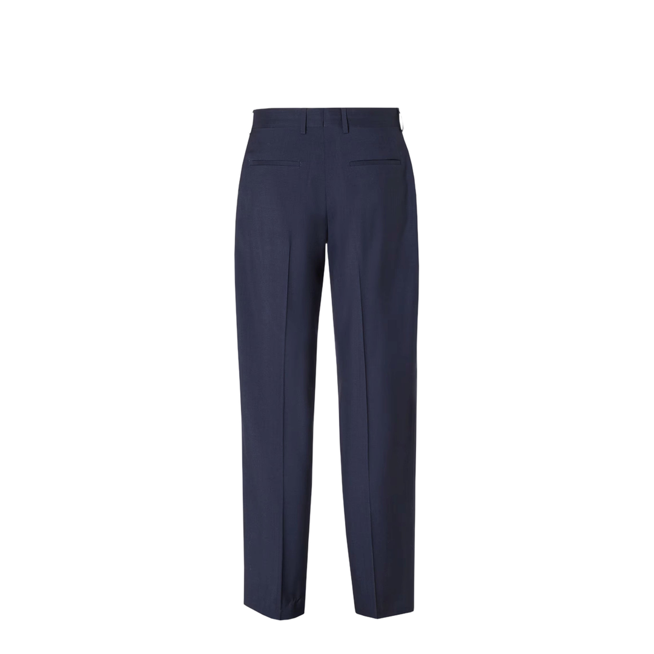 Dark Blue Wool Canvas Trousers