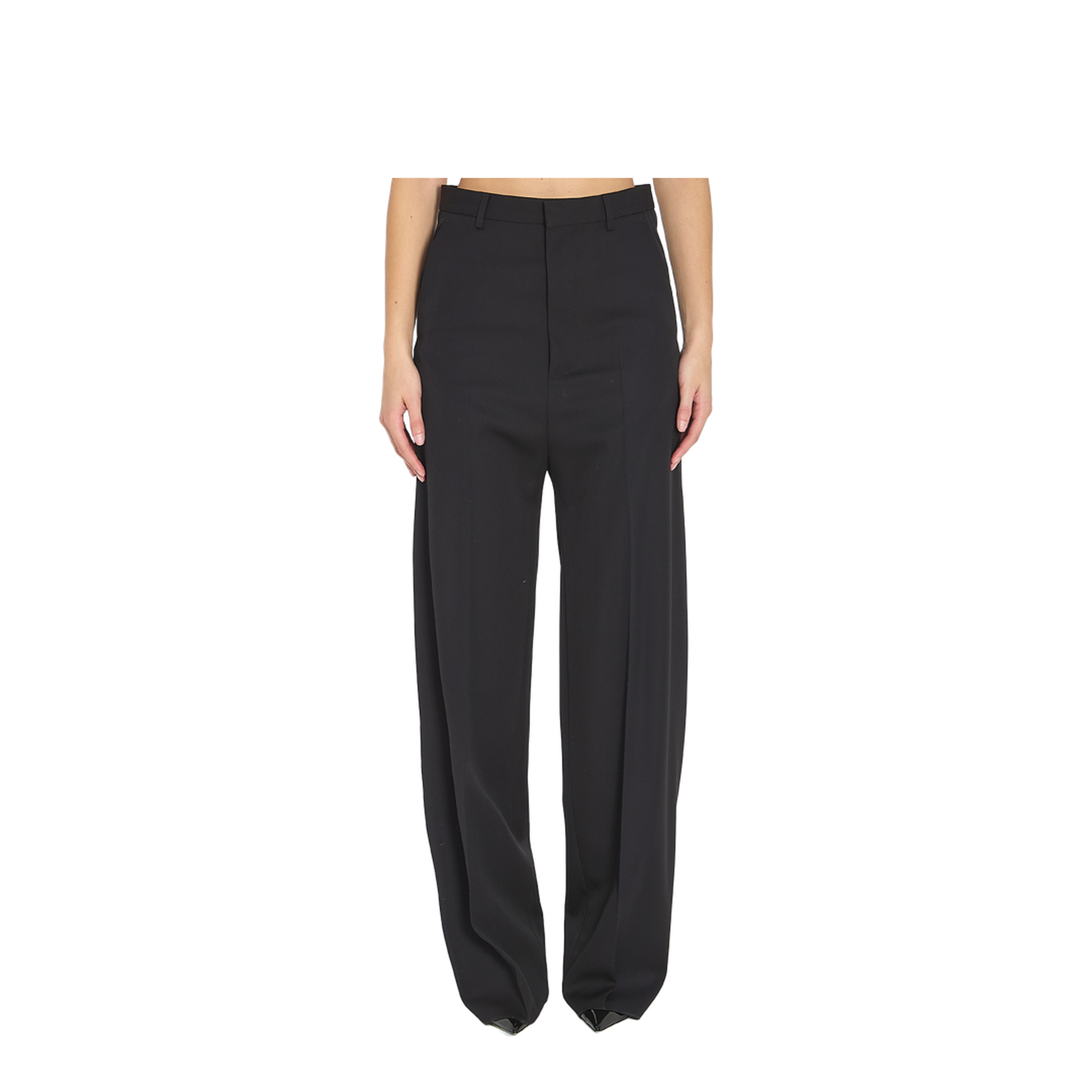 Black Wool Wide-Leg Pant