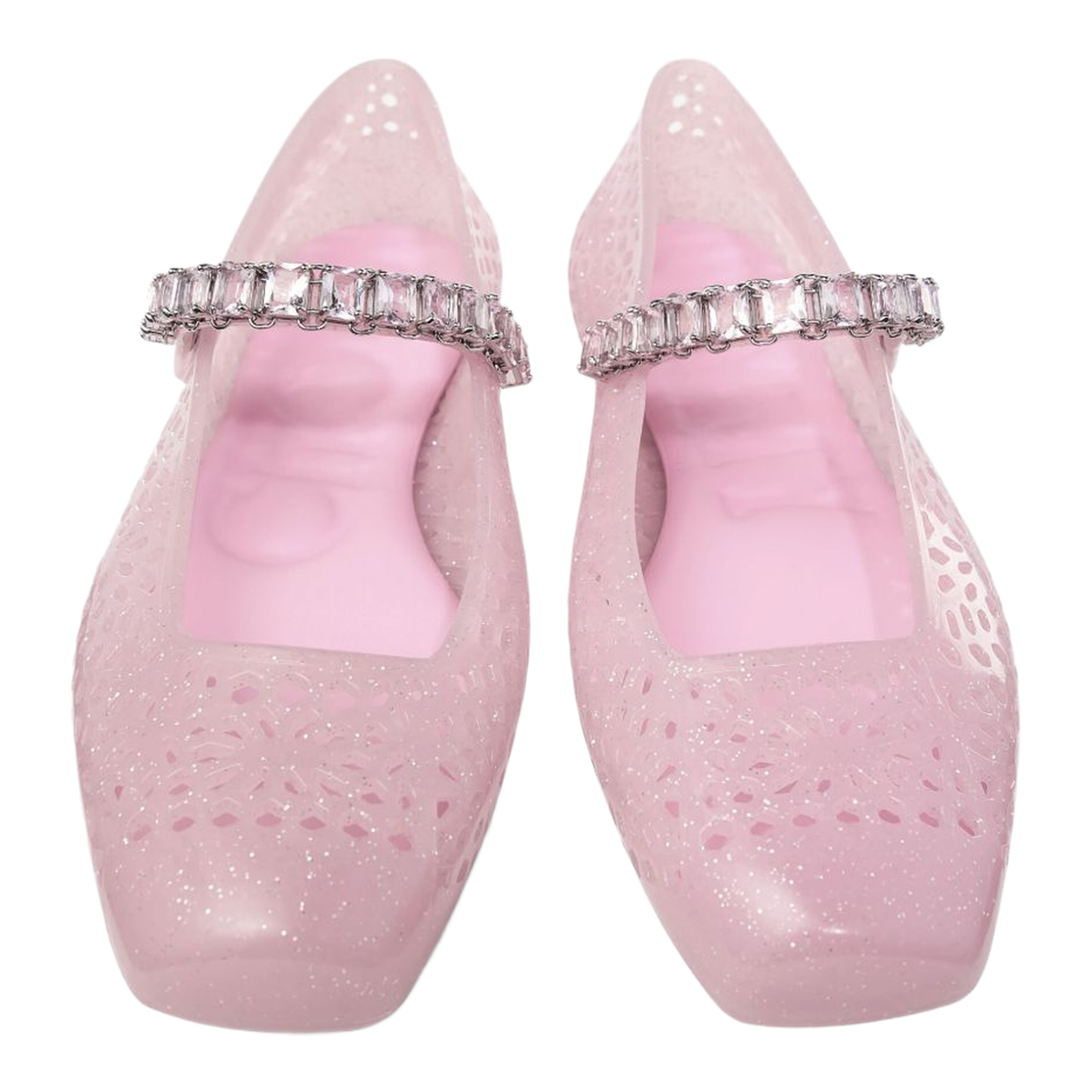Cotton Candy Jelly Ballerina Flats with Crystal