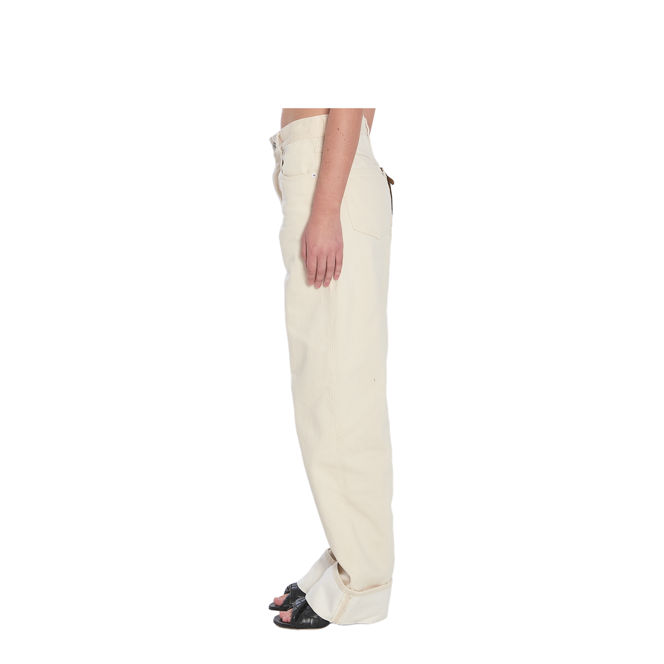 Colored Turned Up Jeans in Pale Meringue