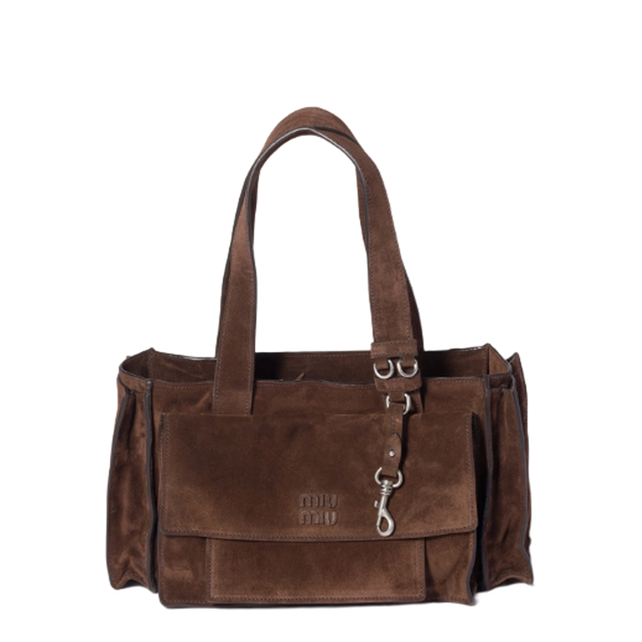 MAYFEYR - Miu Miu - Dark Brown Suede Utilitaire Shopping Bag - 5BG335VPOO2CSSF0003