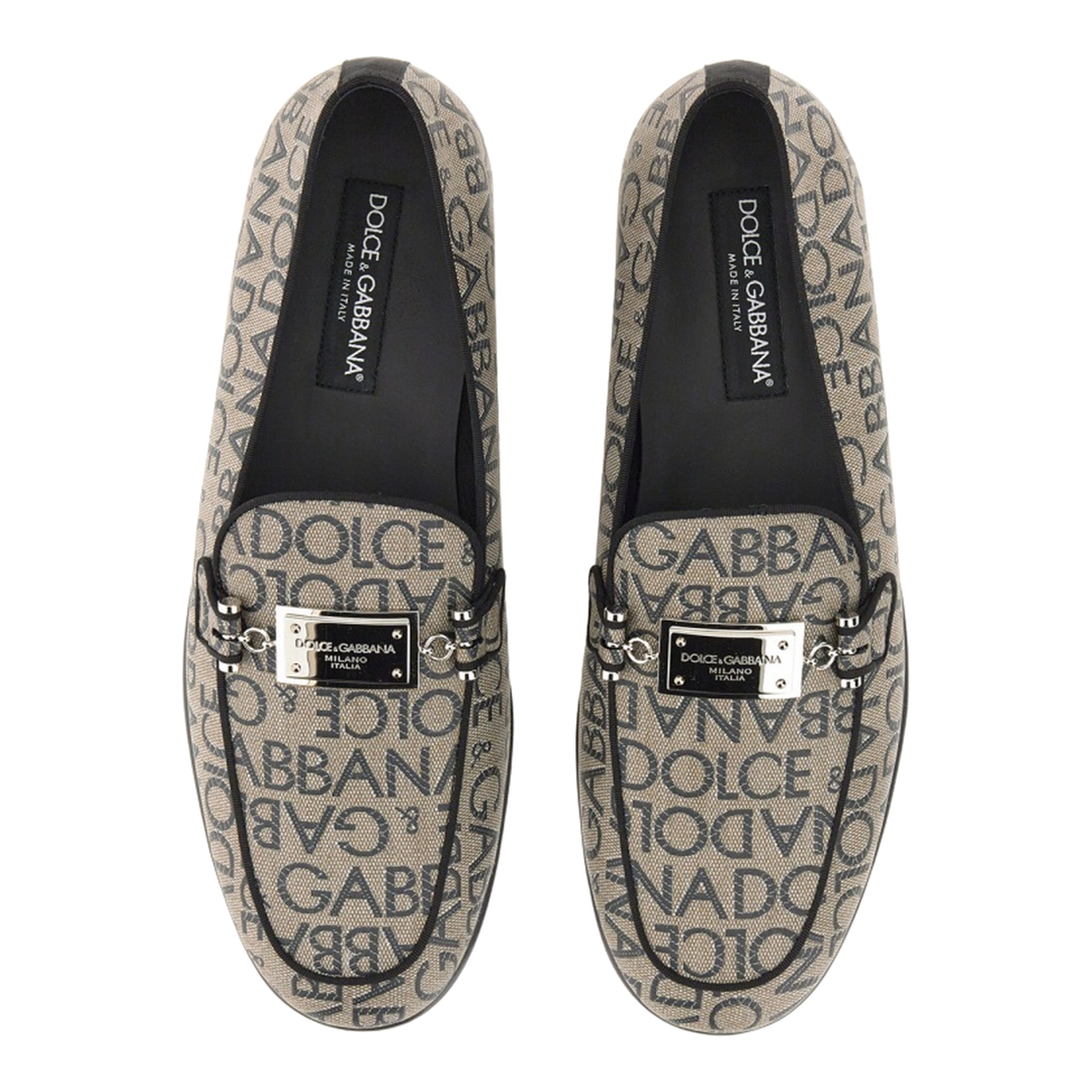 Loafers with all-over lettering logo print