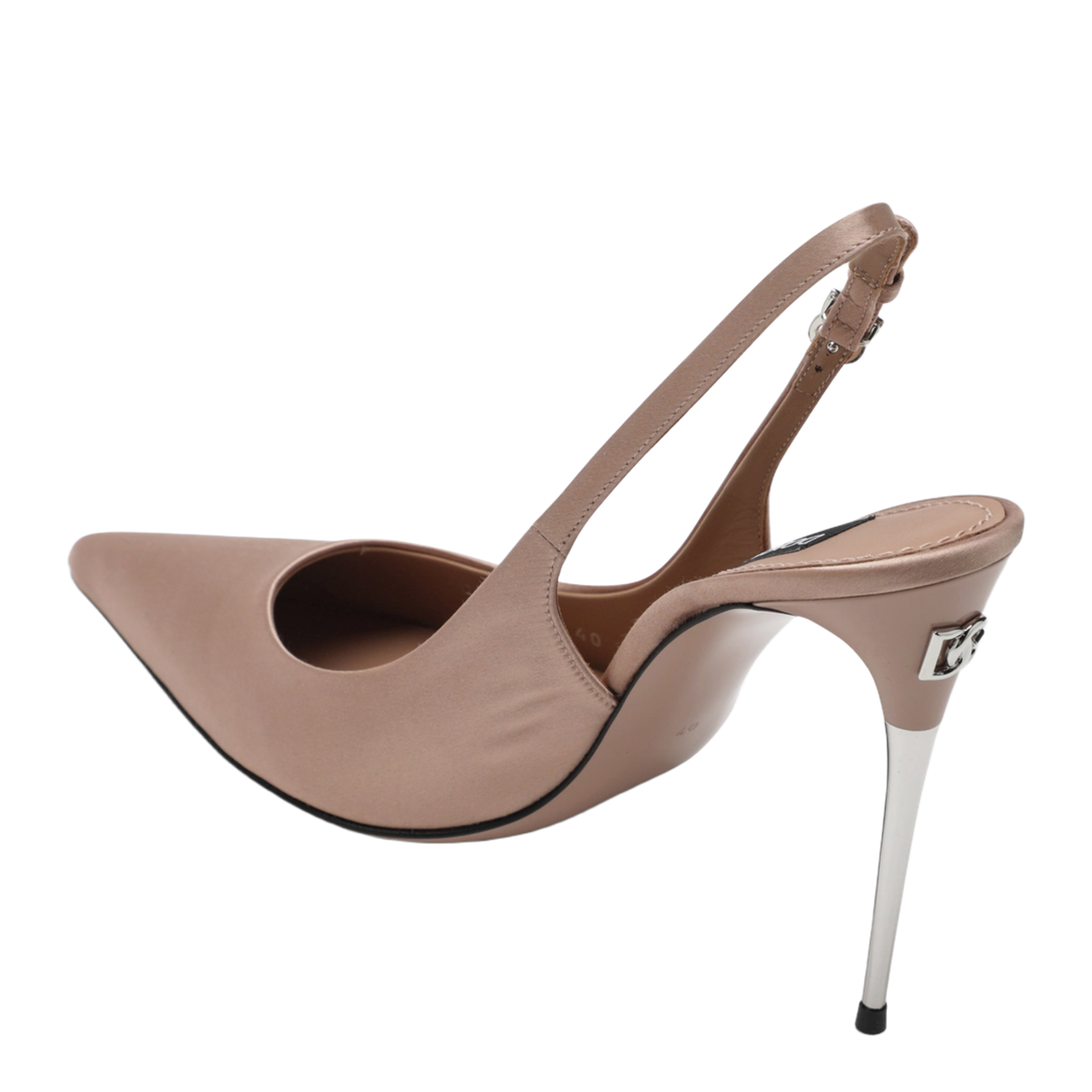 MAYFEYR - Dolce & Gabbana - Beige Satin Slingback With Logo - CG0776A76308H056