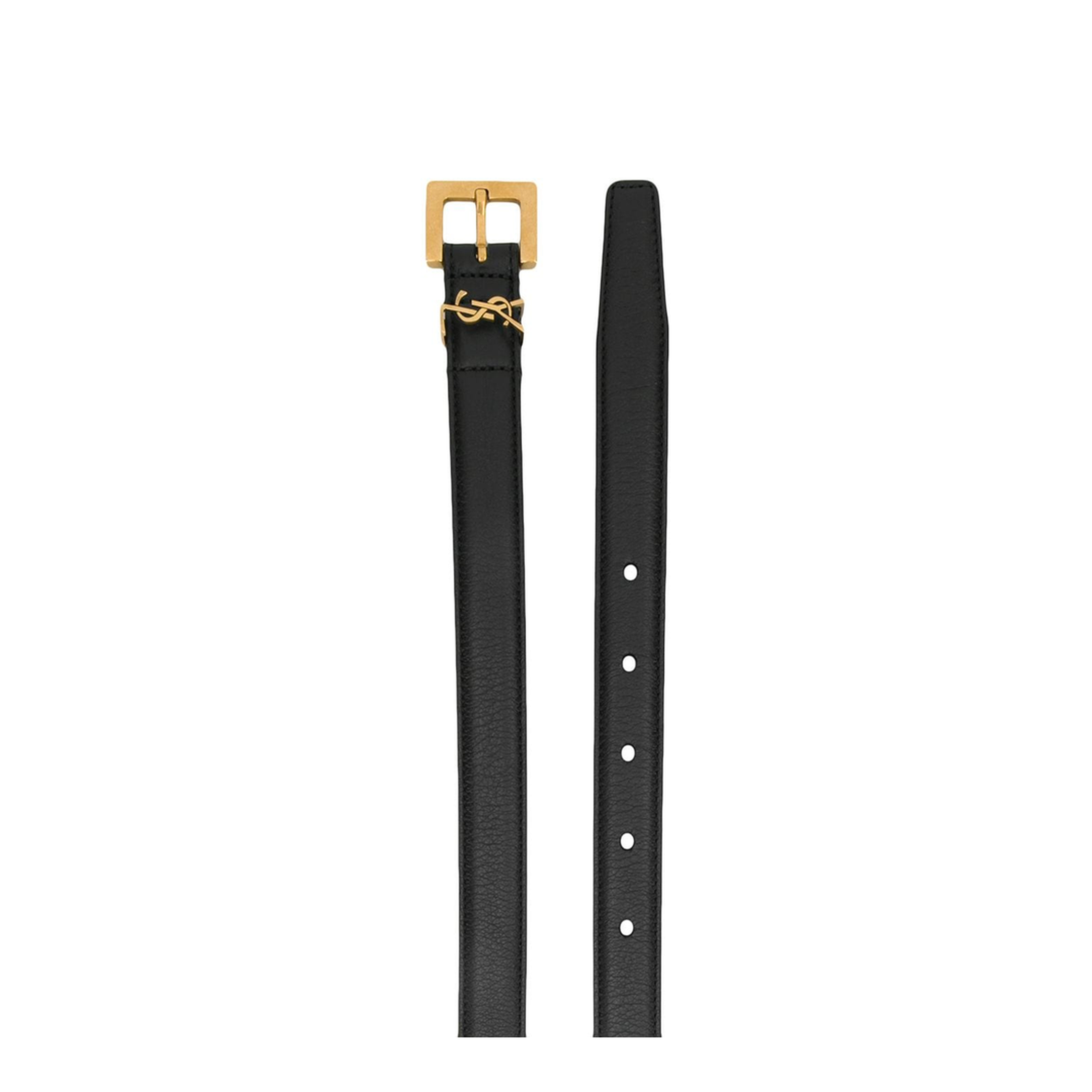 MAYFEYR - Saint Laurent - Cassandre Thin Belt In Smooth Leather In Black - 554465BOO0W1000