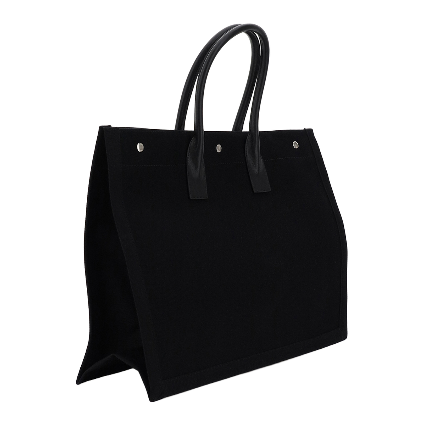 Rive Gauche Large Canvas Shopper Bags - Black