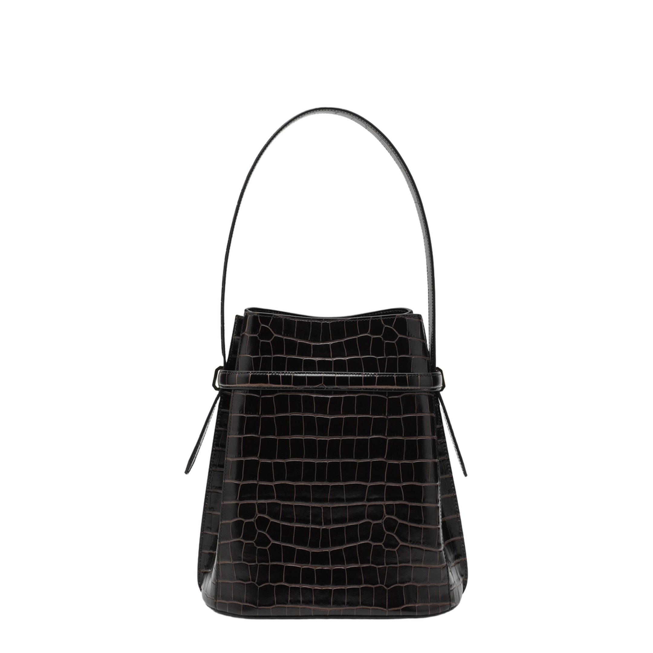 MAYFEYR - Toteme - Brown Crocodile-Embossed Leather Bucket Bag - 244-WAL0048LE0076034
