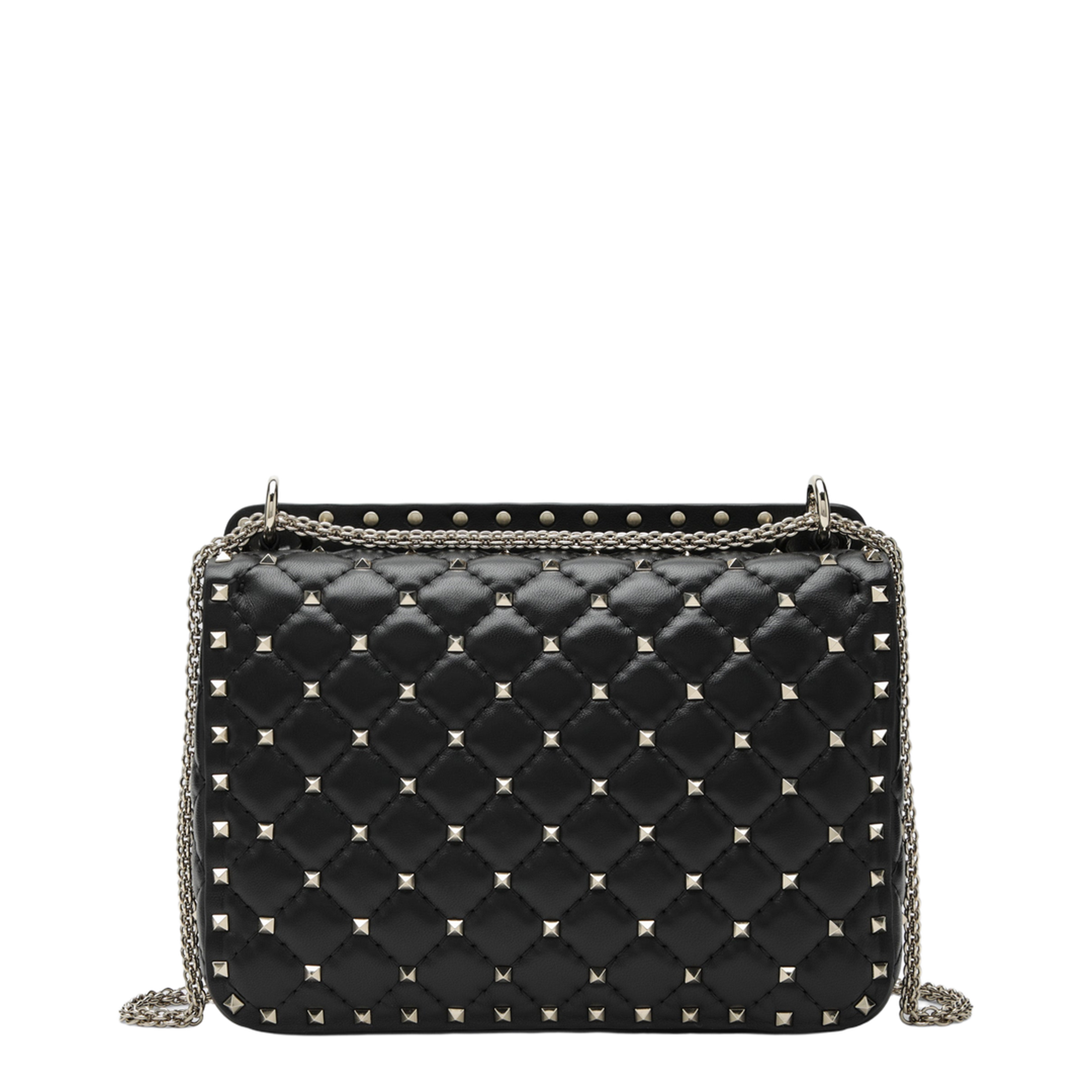 MAYFEYR - Valentino - Medium Rockstud Spike Bag In Black Nappa Leather - 9W2B0122NAP0NO