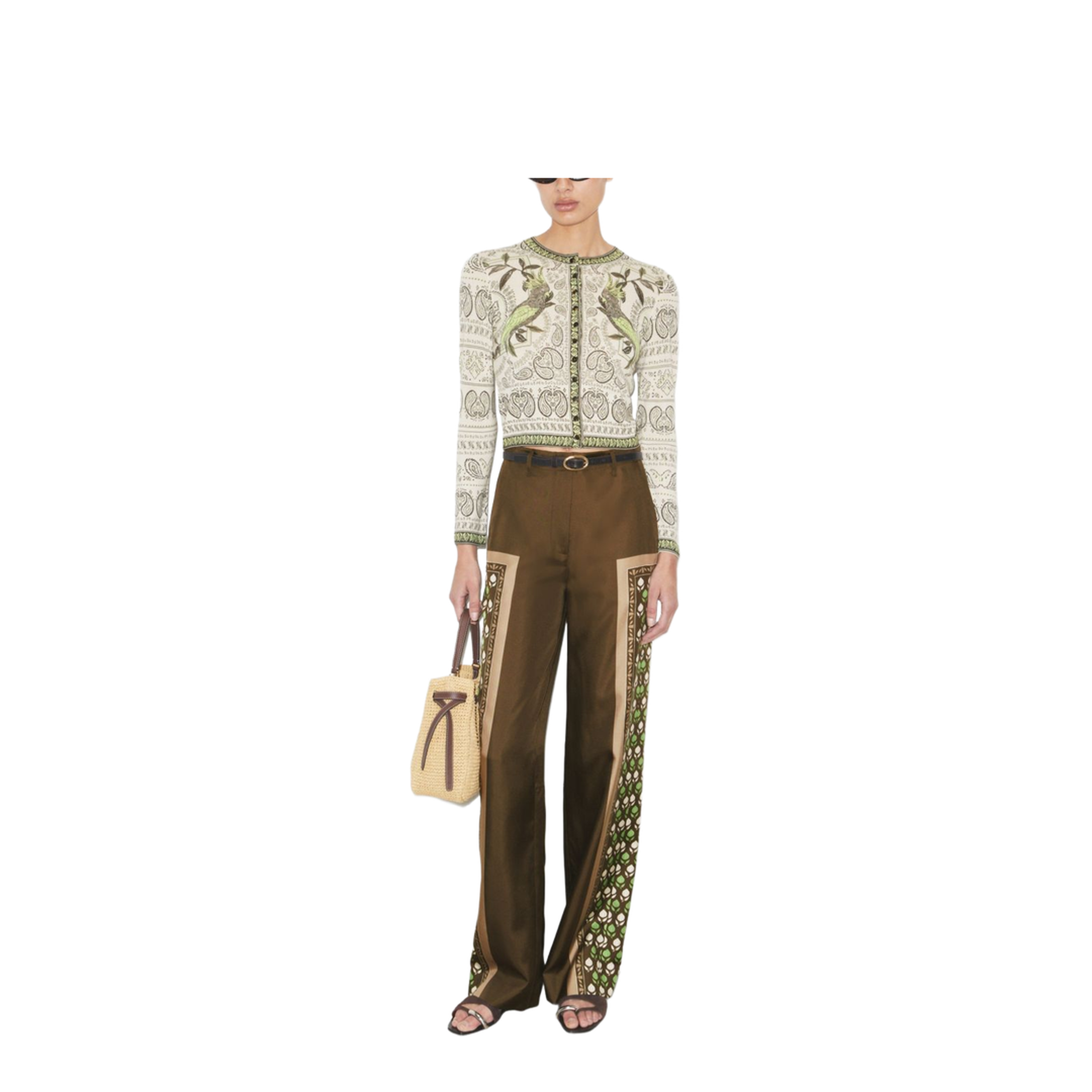 Wide-Leg Silk Pants Brown