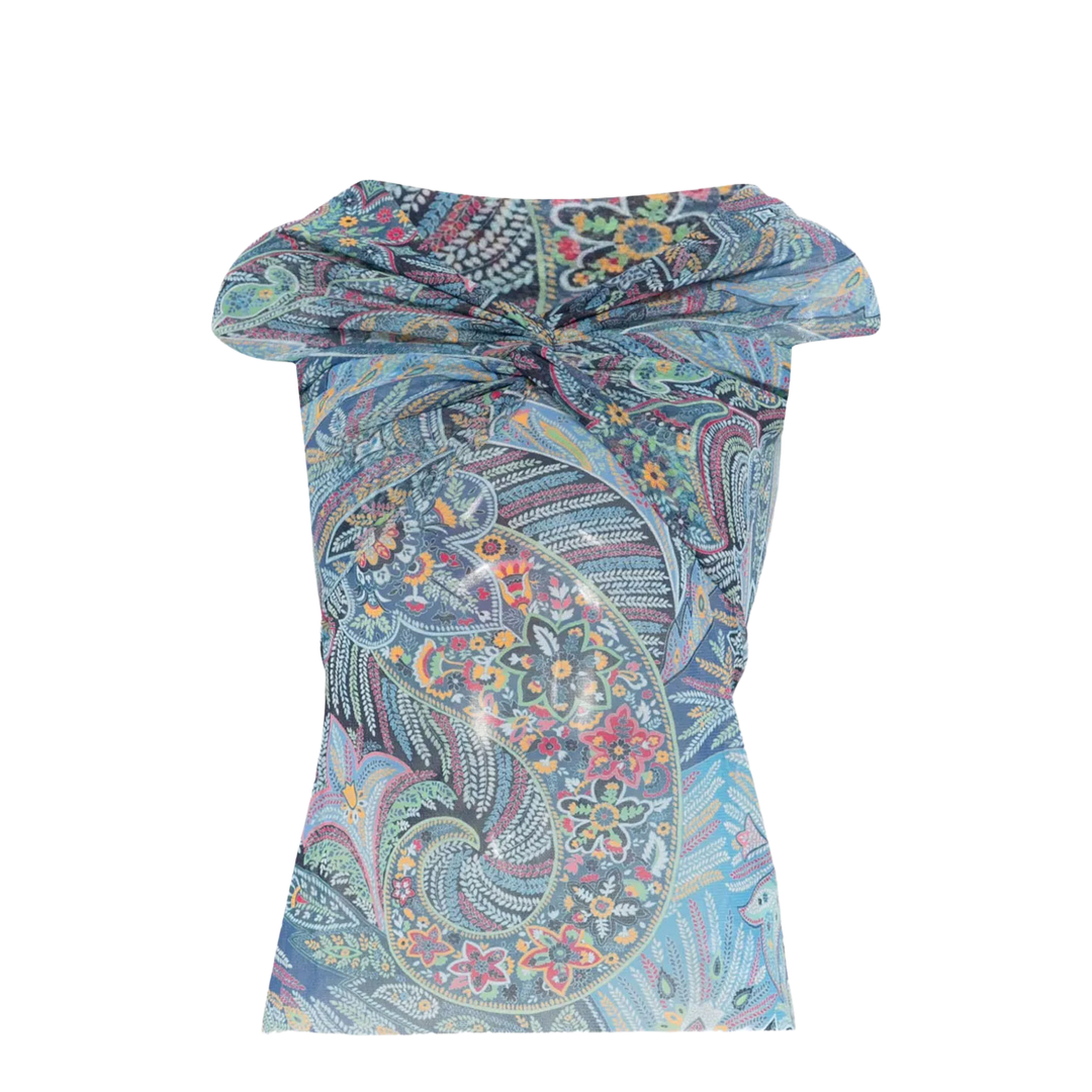 MAYFEYR - Etro - Semi-Sheer Straight Neck Patterned Top - WRJA019399IAS72
