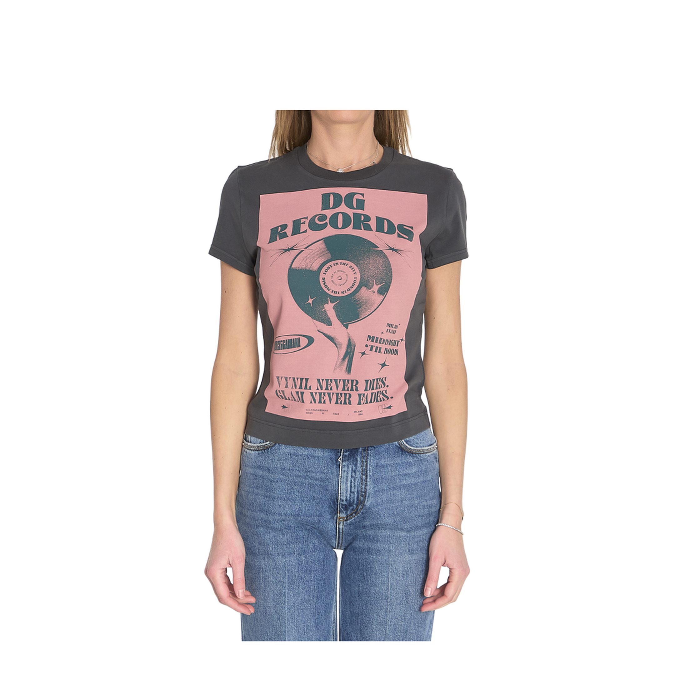 Jersey T-Shirt with Print in Grey