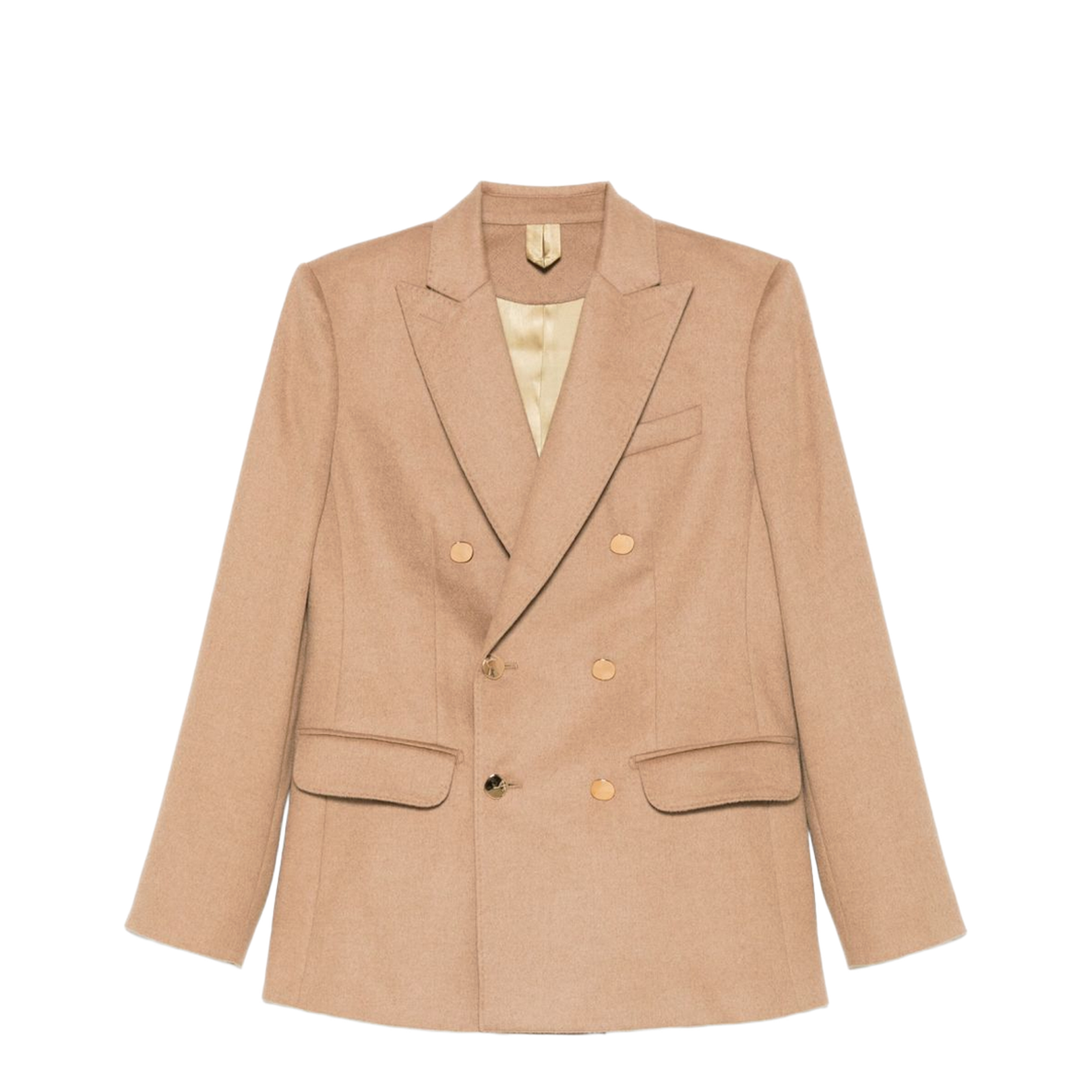 Beige Double-Breasted Button Fastening Coat