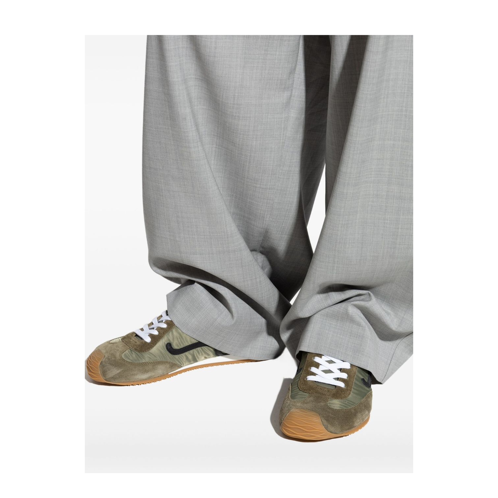 Ballet Runner 2.0 in Nylon and Calfskin Green