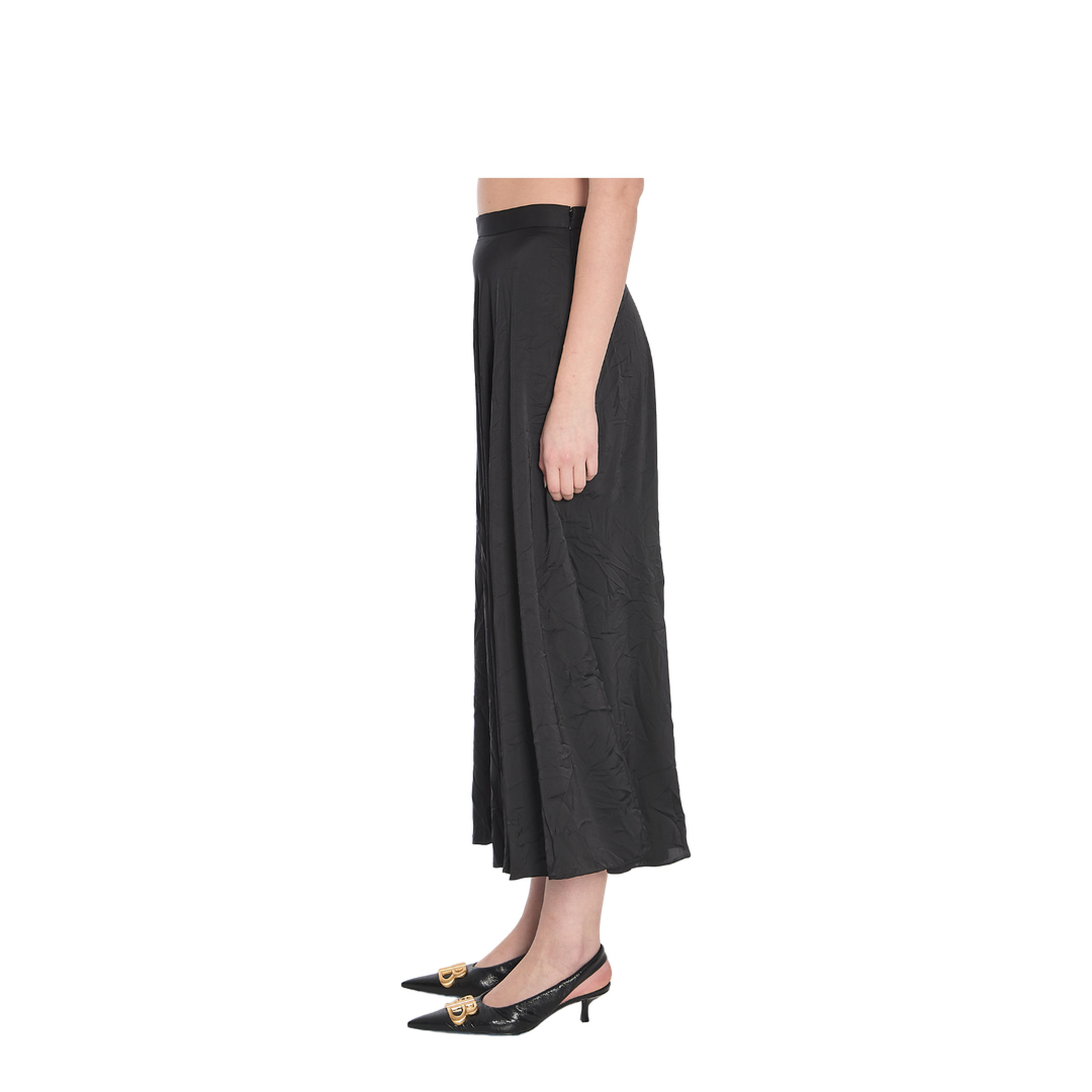 Satin Asymmetric Draped Skirt