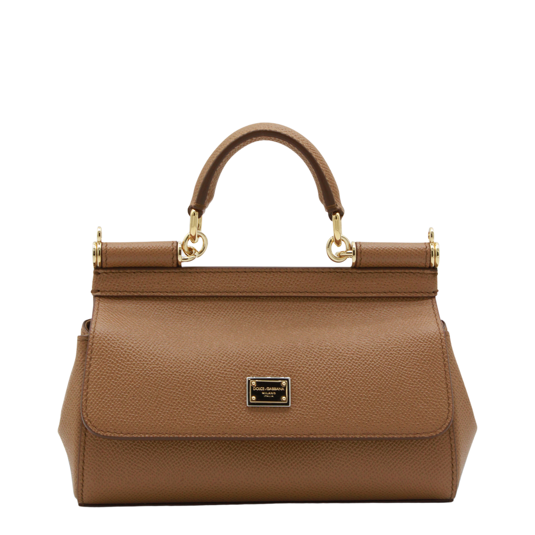 Sicily Mini Calfskin Top Handle Bag - Brown
