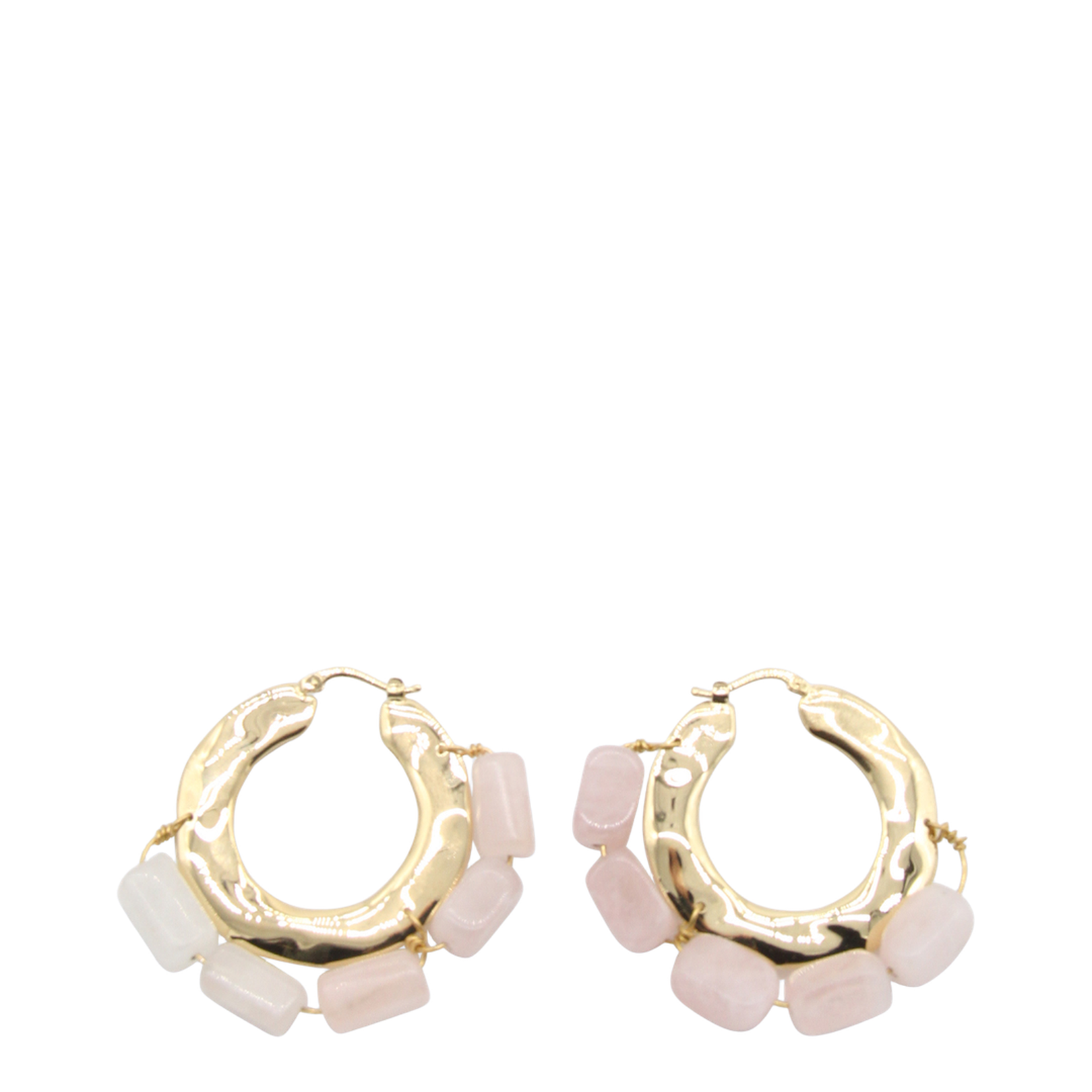 Brass Hoop Earrings with Jewels