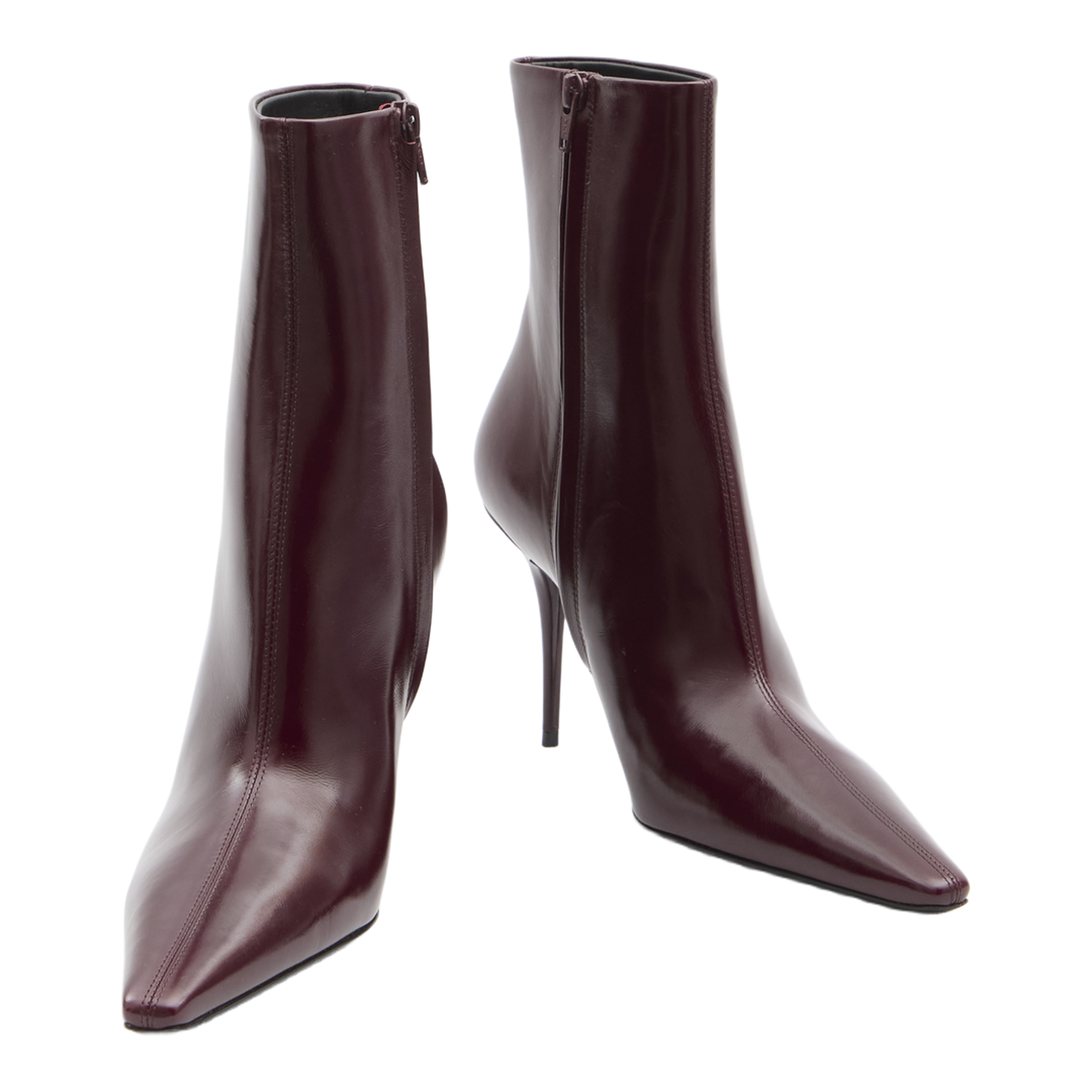 Ashley Booties in Smooth Leather in Bordeaux