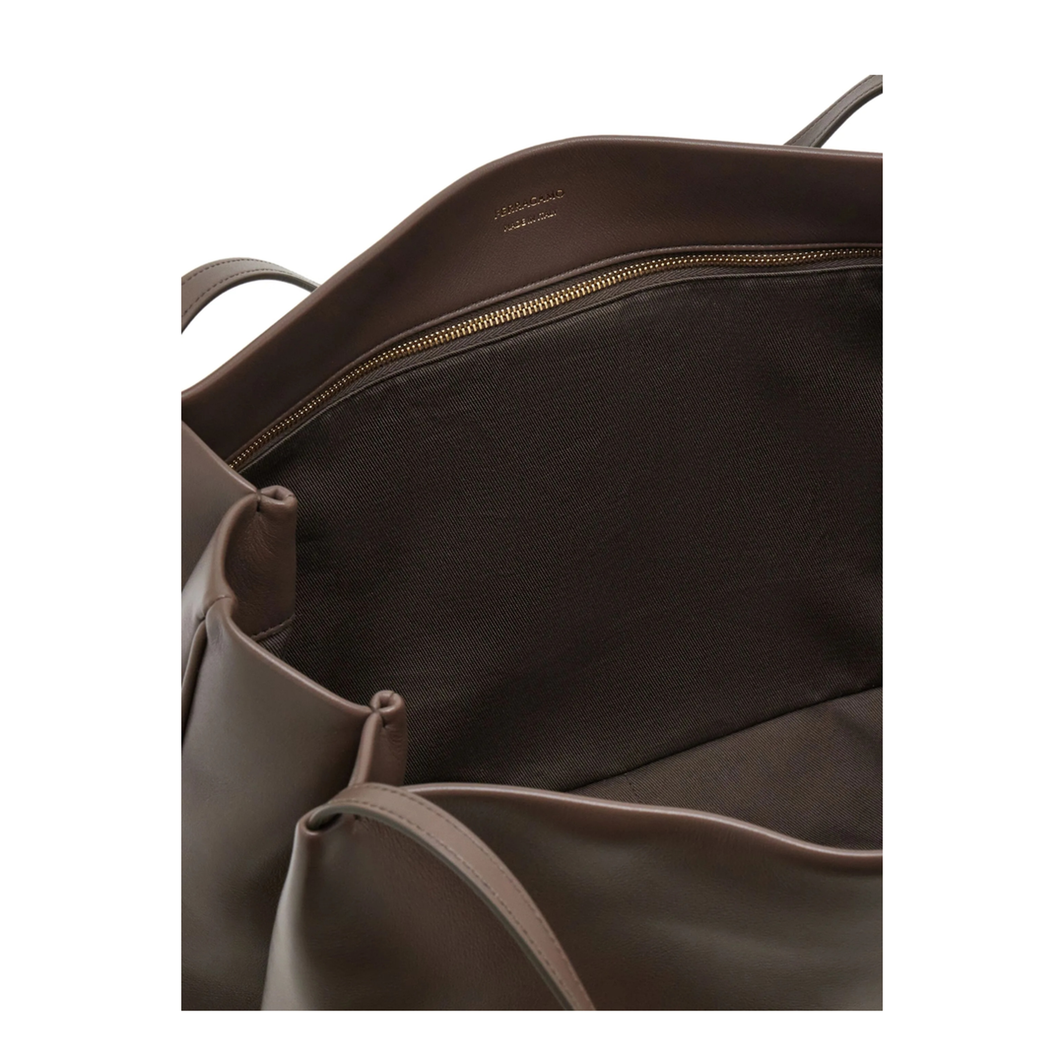 Large Leather Shoulder Bag - Grey