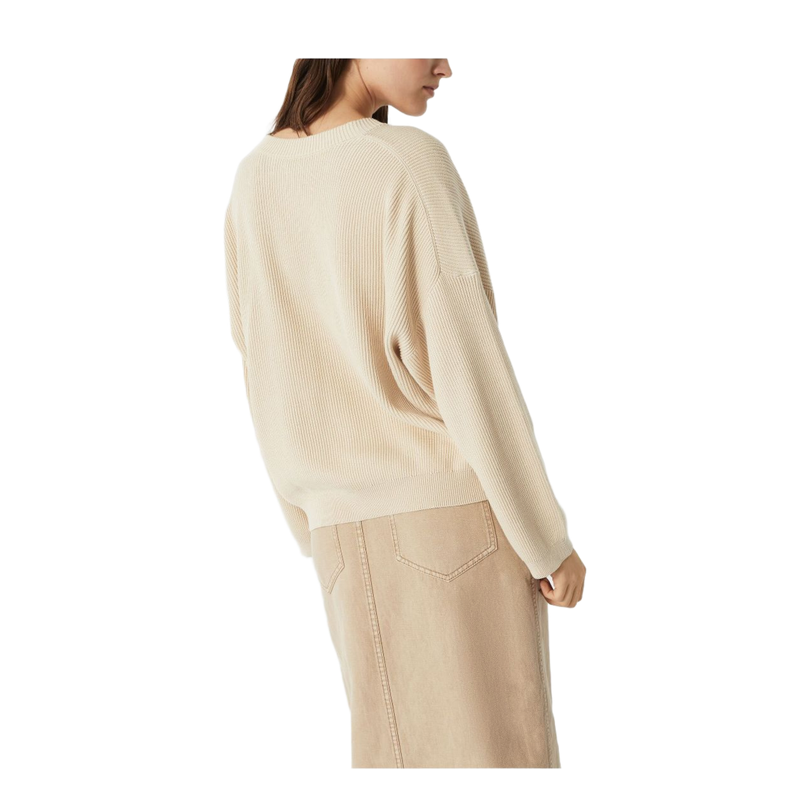 Cotton English Rib Sweater with Shiny Detail