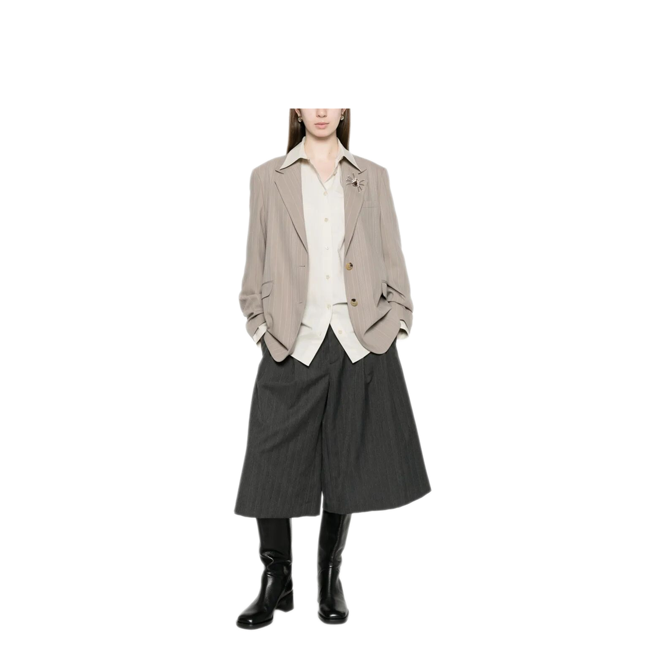 MAYFEYR - Golden Goose - Pinstripe Oversized Wool Blend Blazer With Broche - GWP02069P00232560398