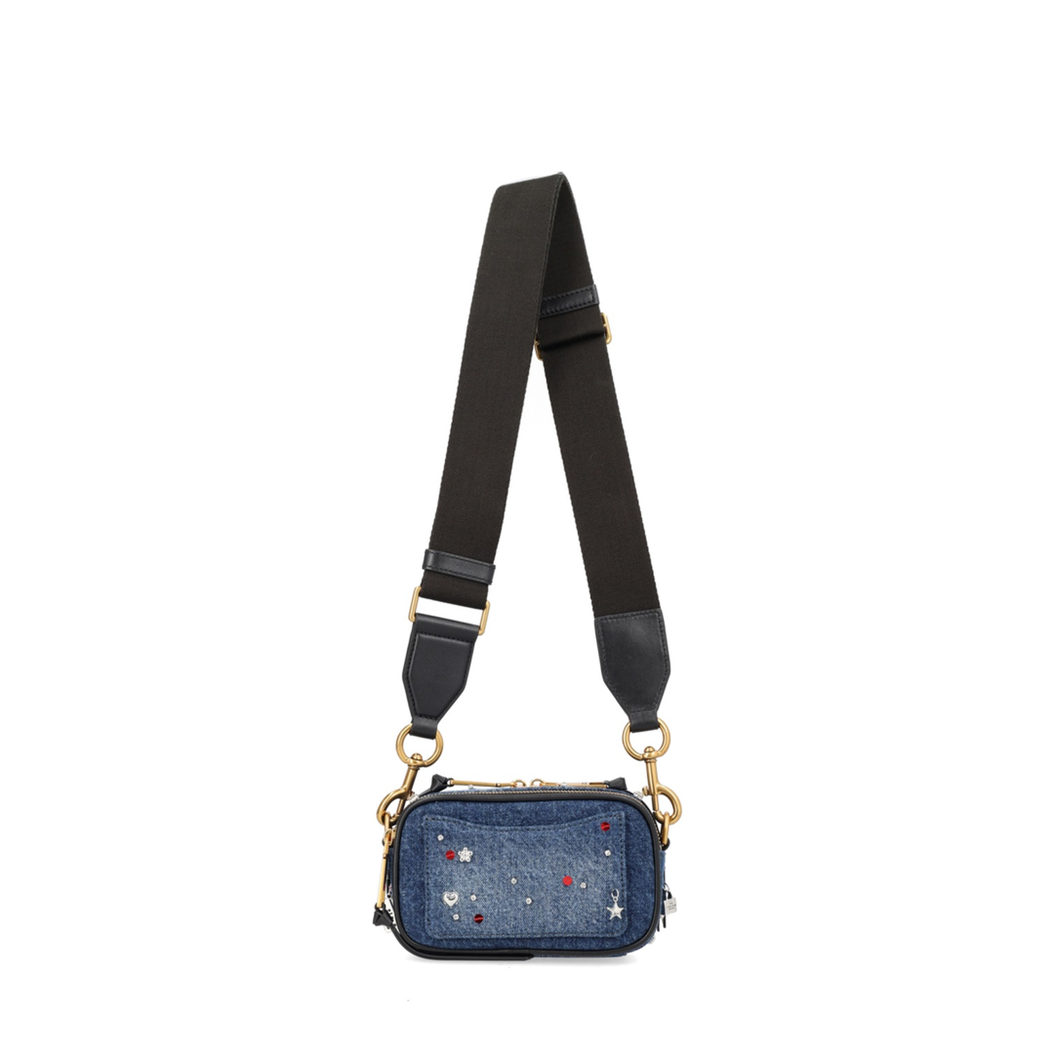 Snapshot Charm-Detail Denim Crossbody Bag