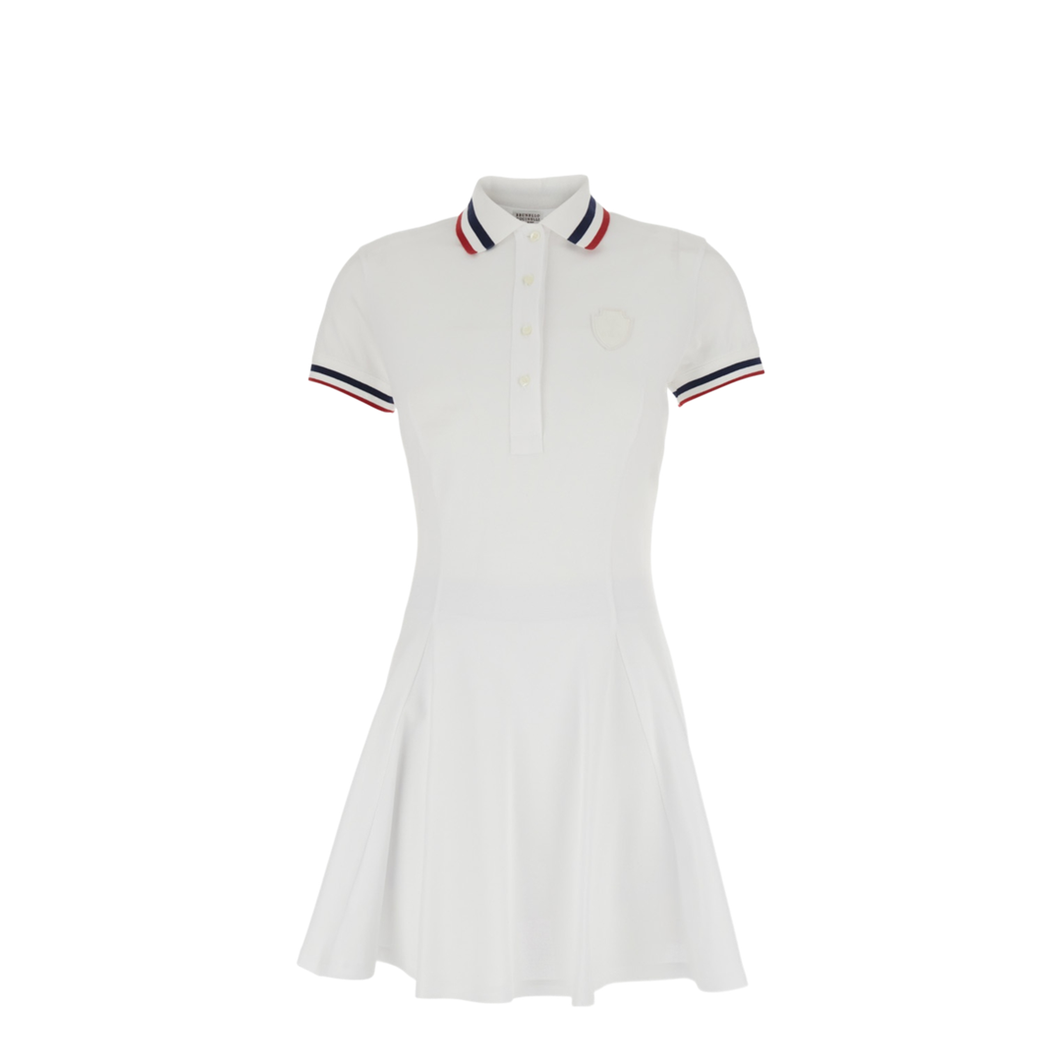 Striped Polo MIni Dress - White