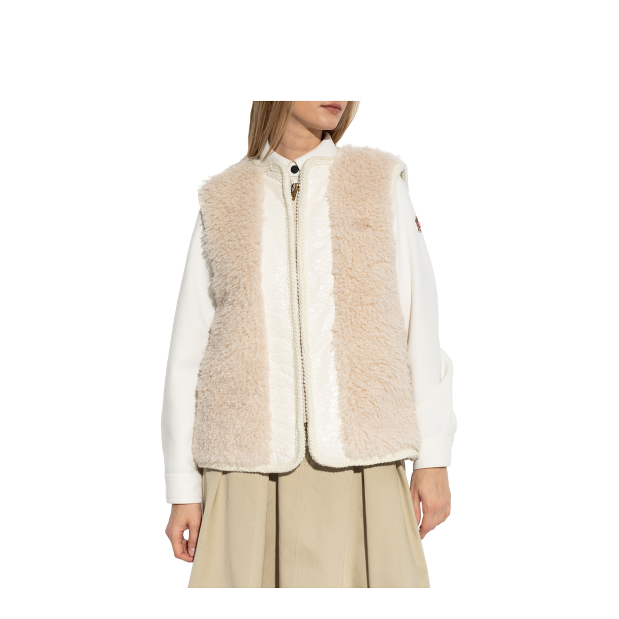 Light Beige Tournel Teddy Padded Gilet