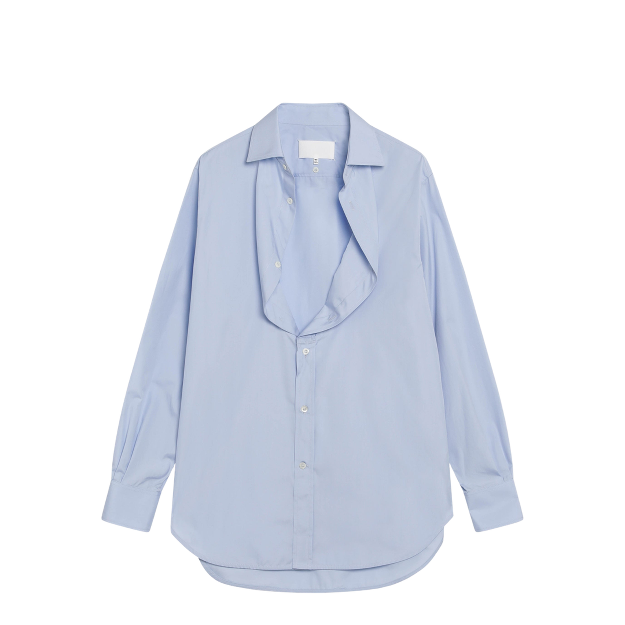 Light Blue Blouse with Folded Collar