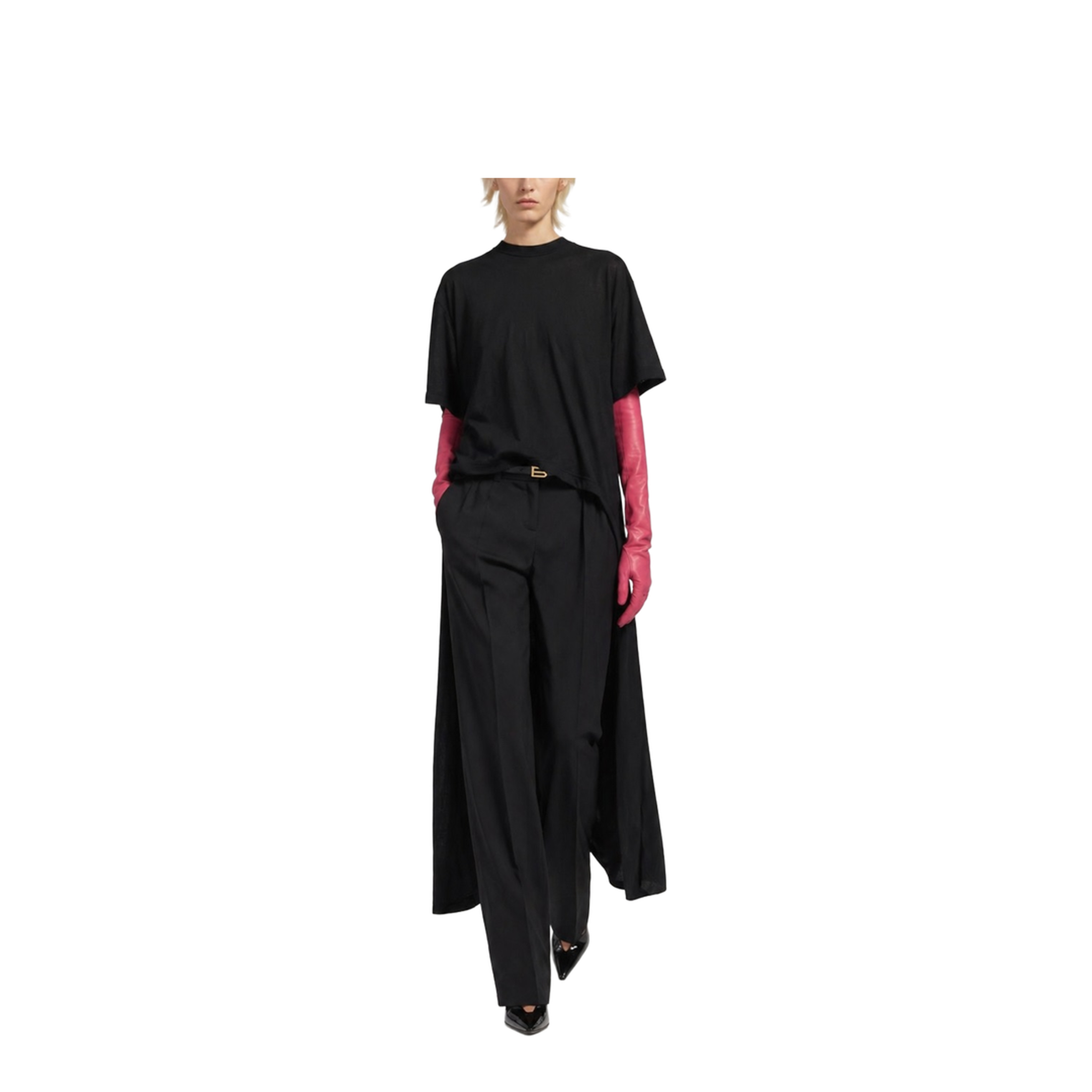 Black Maxi Train T-Shirt in Cotton Jersey