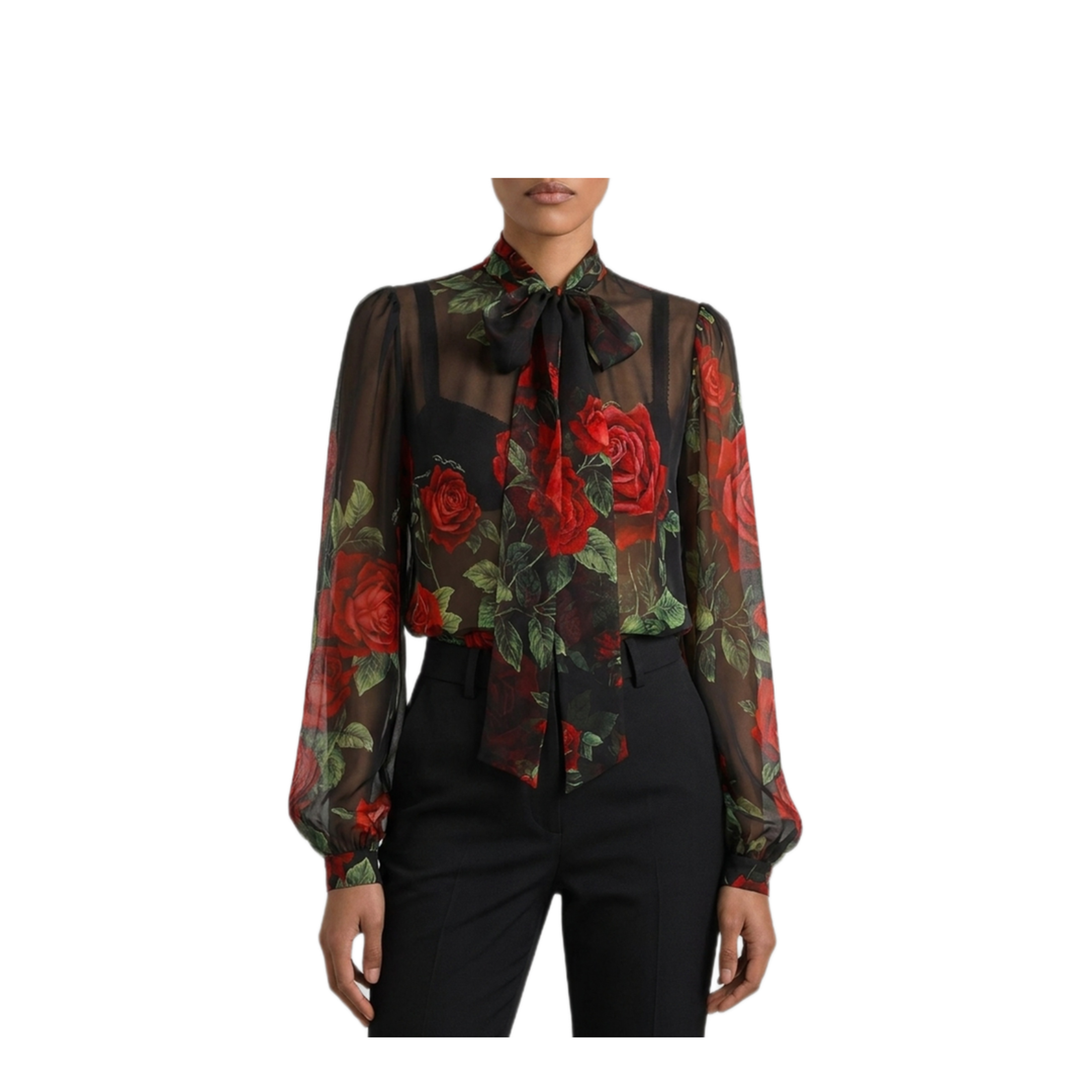 MAYFEYR - Dolce & Gabbana - Red Rose Chiffon Blouse - F5U60TIS134HN6EJ