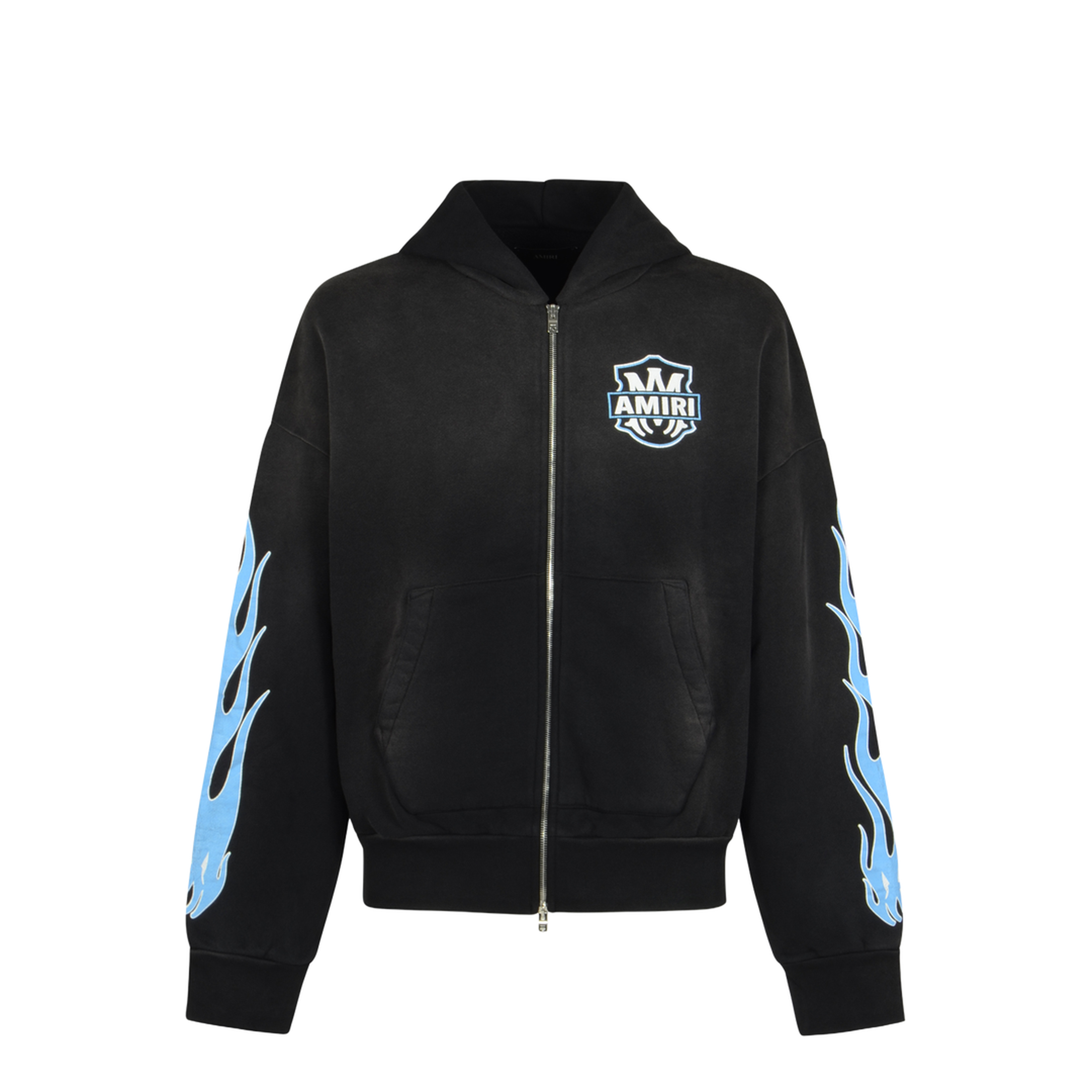 Black Graphic-Print Zip-Up Sweatshirt