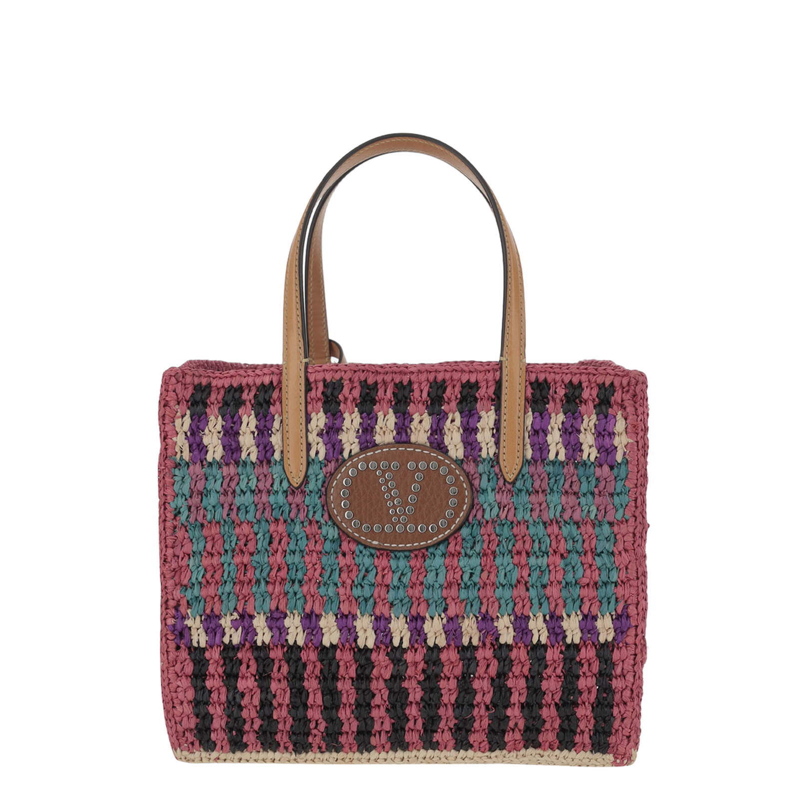 Multicolor Crochet VLogo Handbag