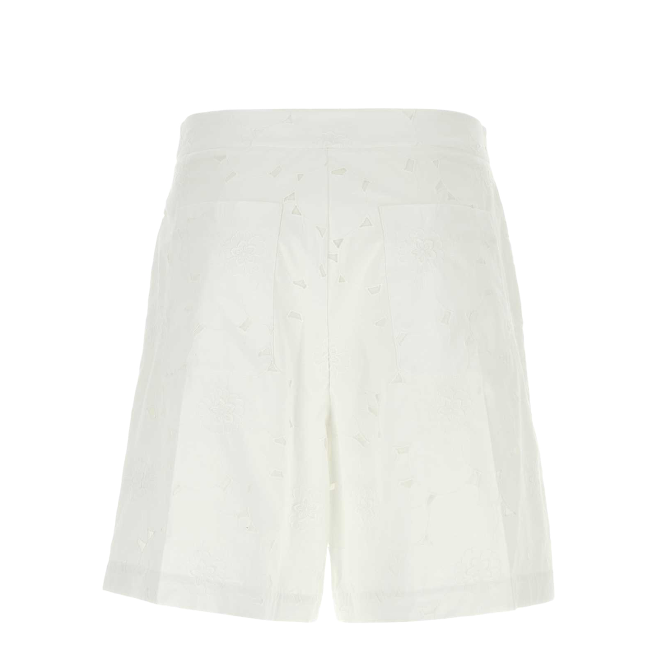 White Cotton Blend Bermuda Shorts