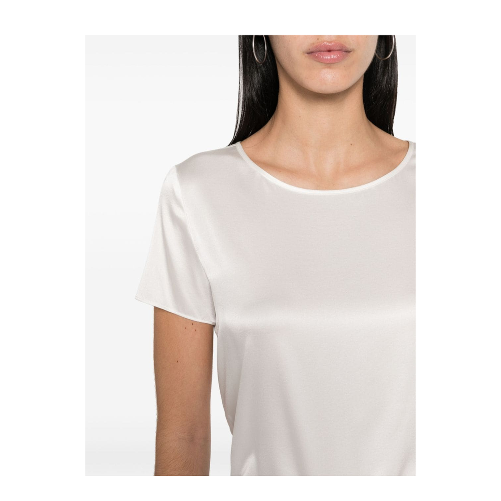 White Stretch-Silk Satin Weave Top